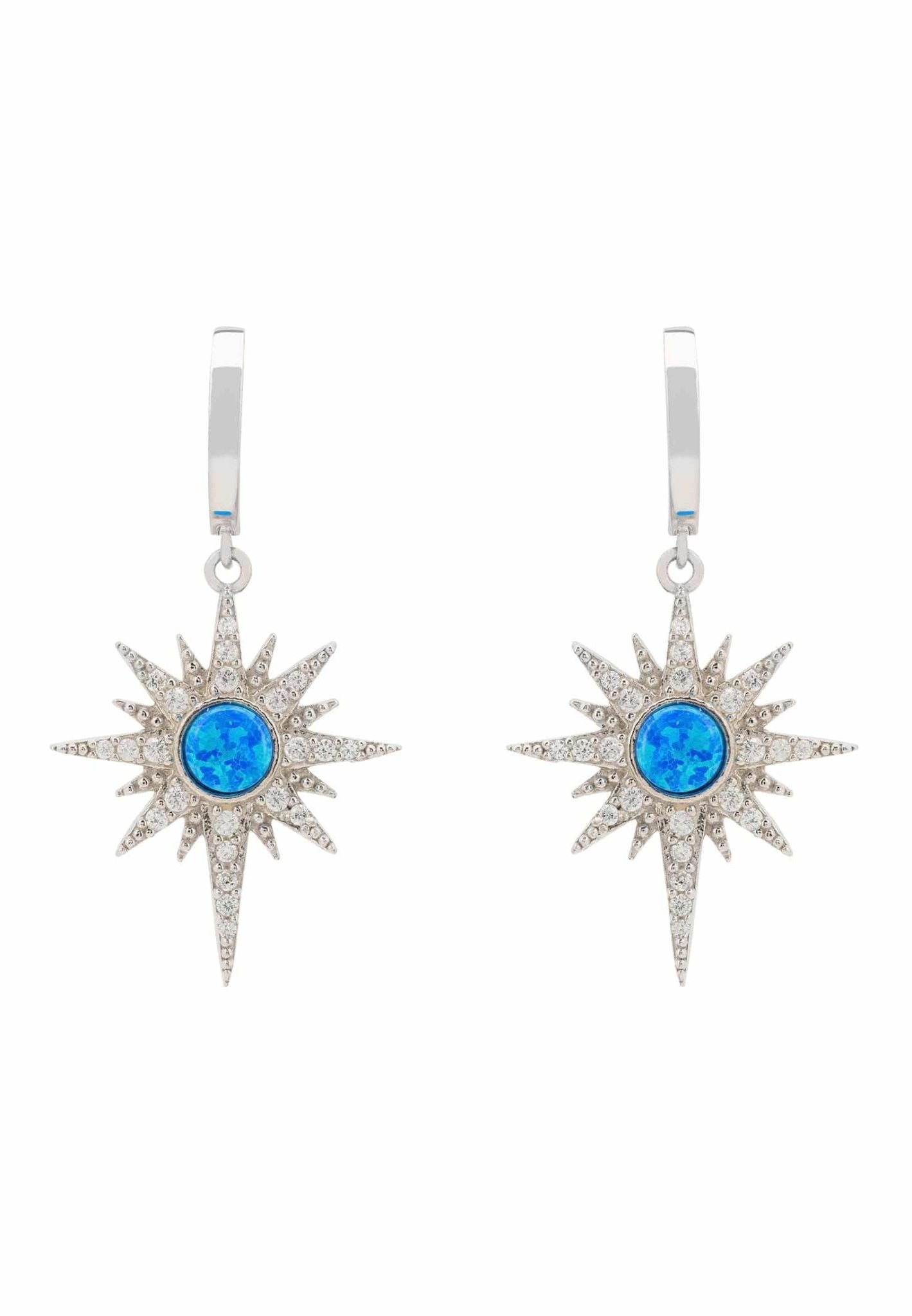 Apollo Opalite Blue Sunburst Earrings Silver - LATELITA Earrings