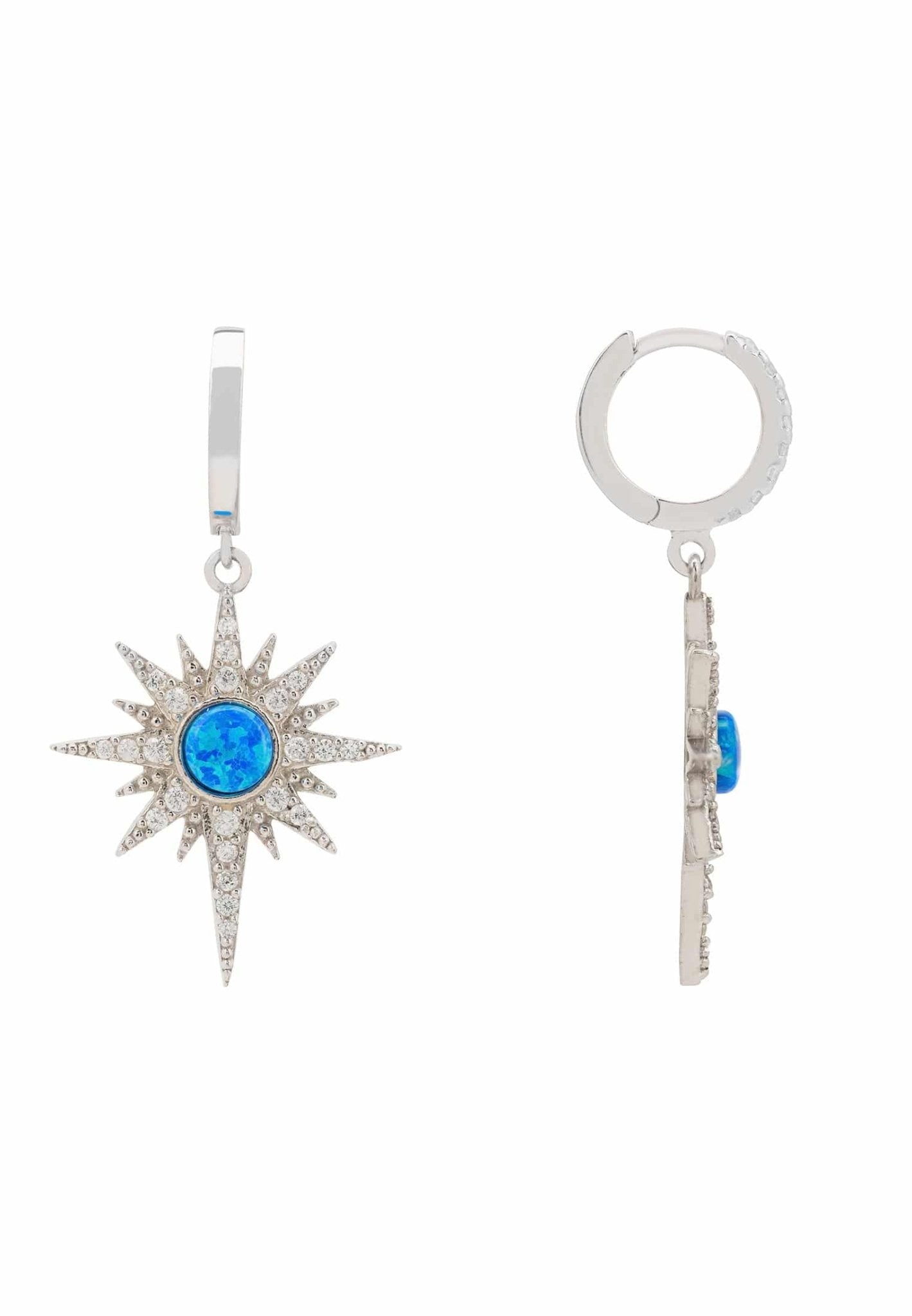 Apollo Opalite Blue Sunburst Earrings Silver - LATELITA Earrings