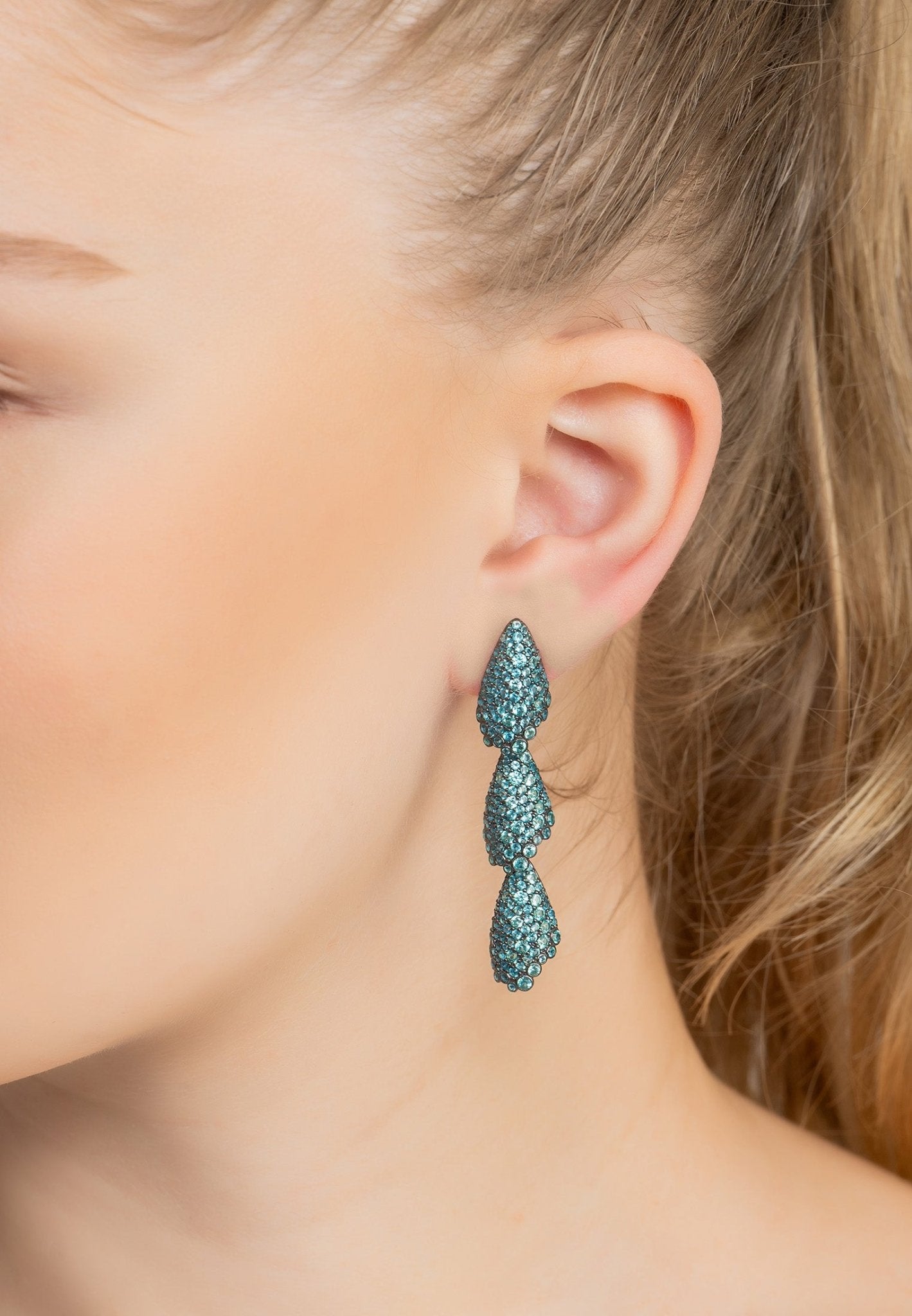 Arabelle Aqua Earrings Silver Oxidised - LATELITA Earrings
