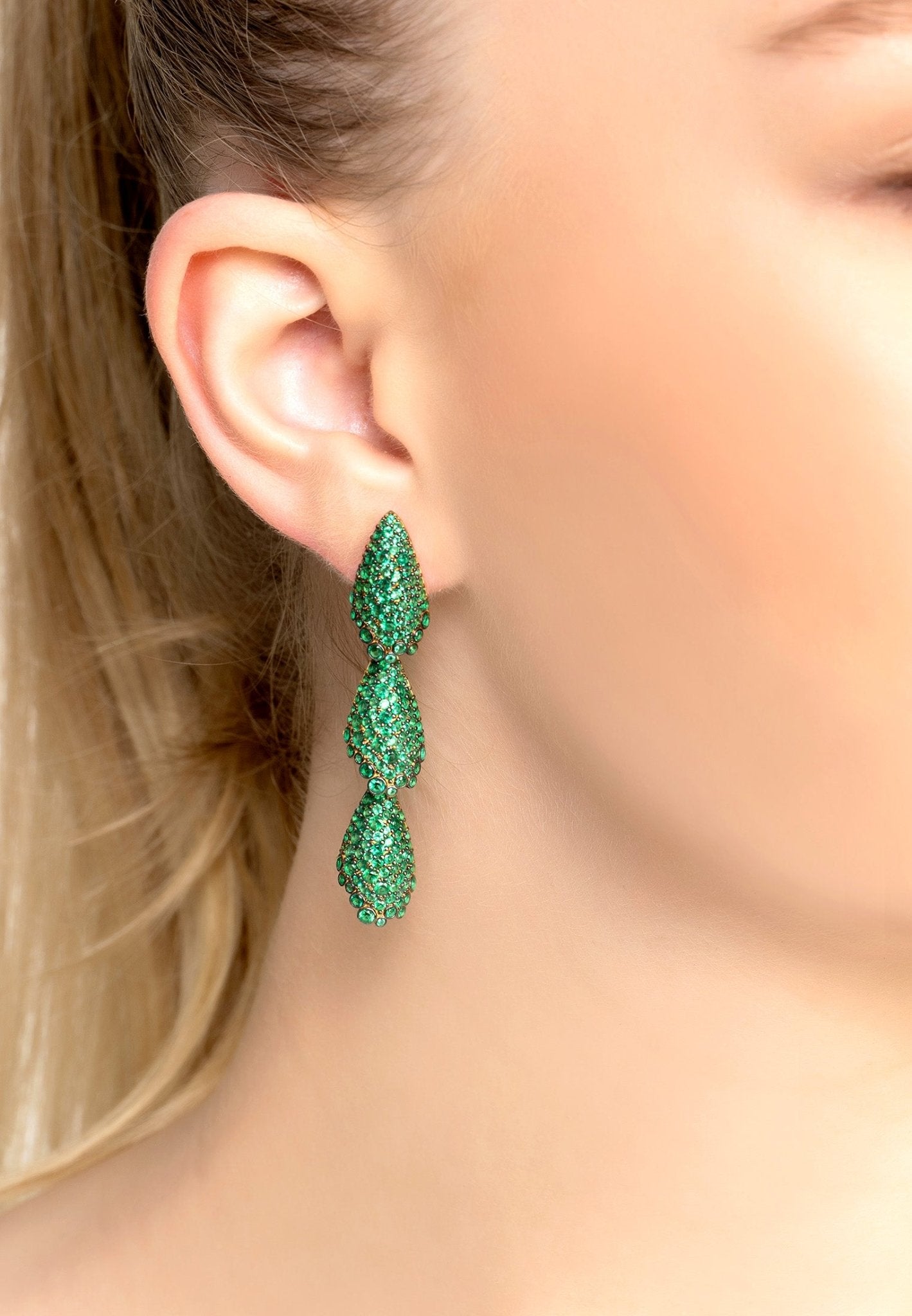 Arabelle Emerald Green Earrings Gold - LATELITA Earrings