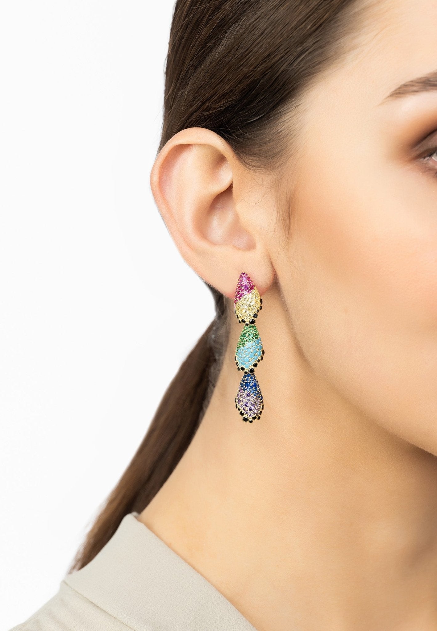 Arabelle Rainbow Earrings Gold - LATELITA Earrings