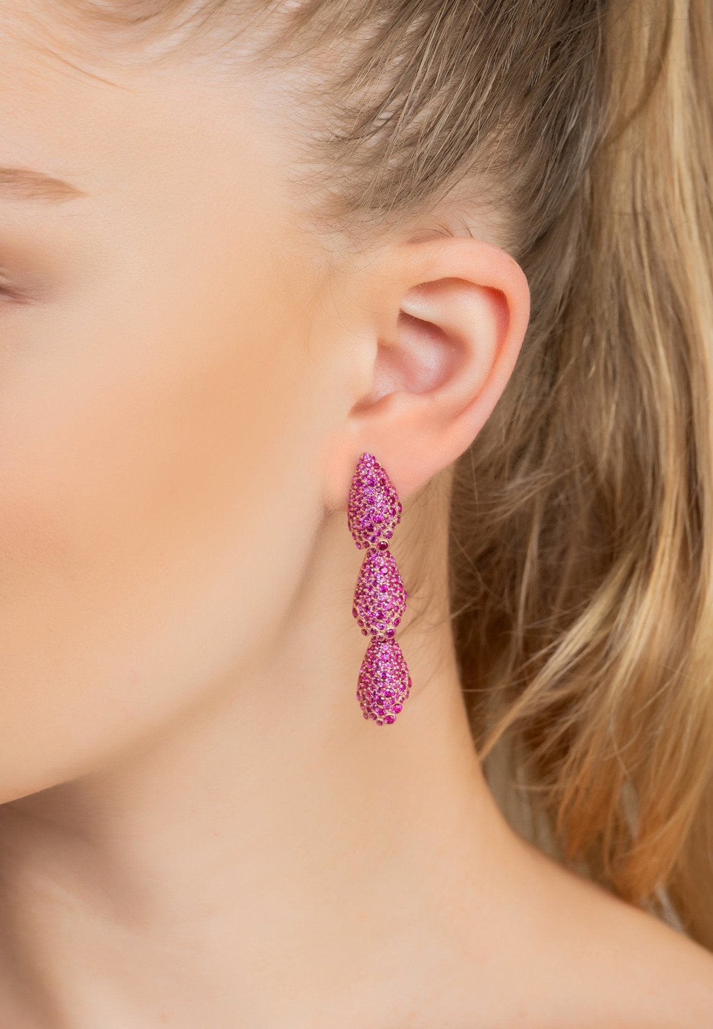 Arabelle Ruby Pink Earrings Rosegold - LATELITA Earrings