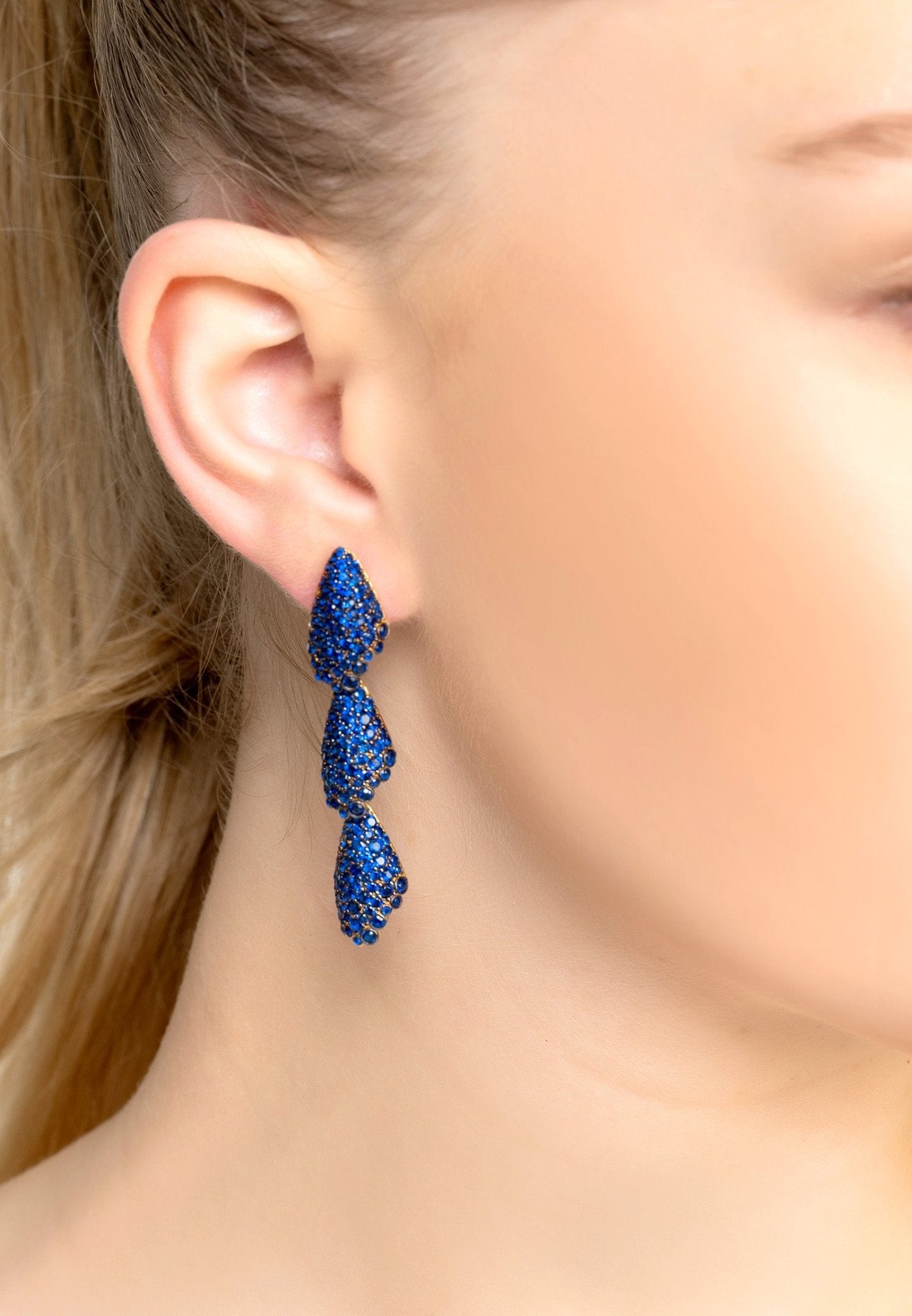 Arabelle Sapphire Blue Earrings Gold - LATELITA Earrings