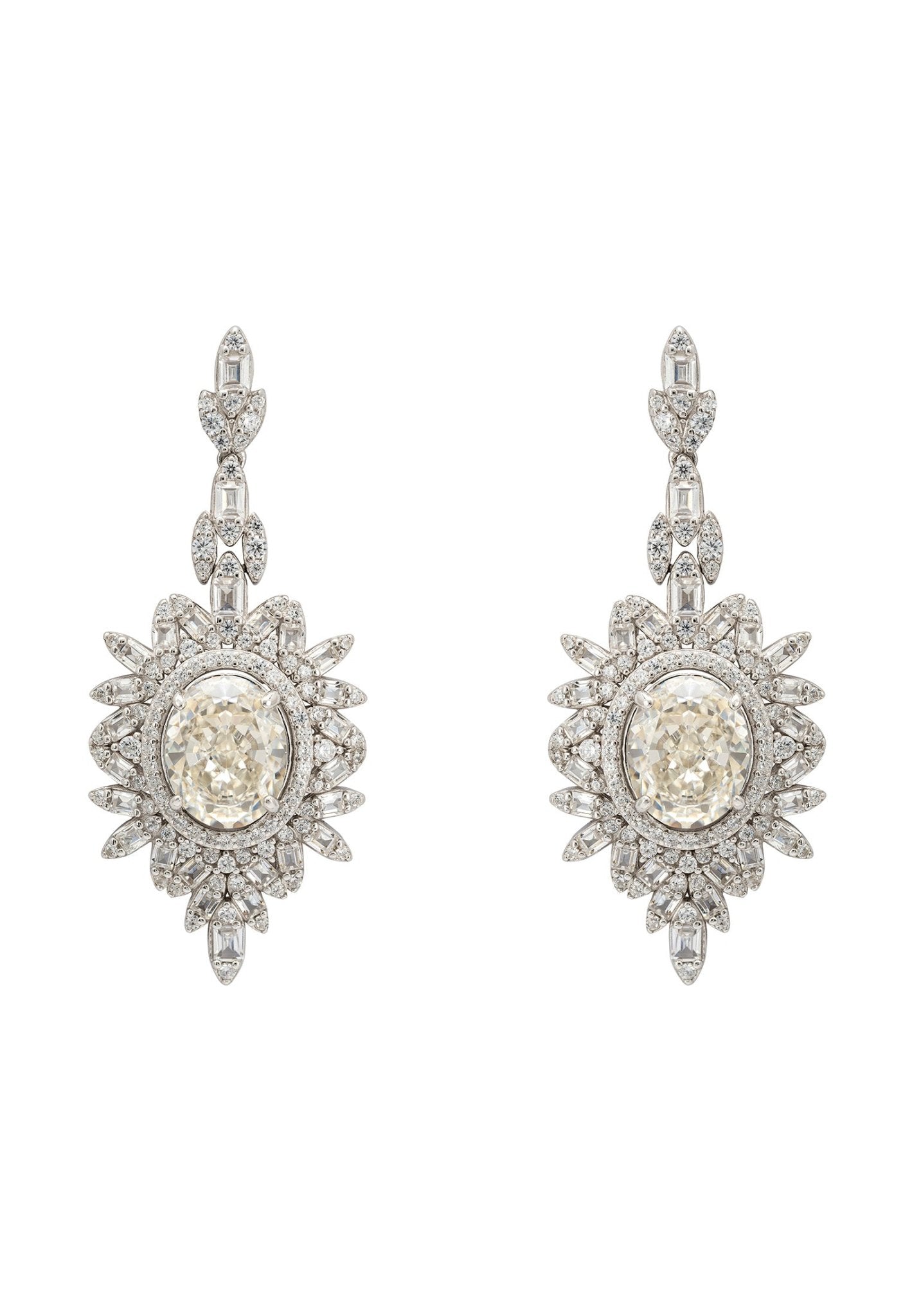 Arabesque Splendor Drop Earrings Moissanite Silver - LATELITA Earrings