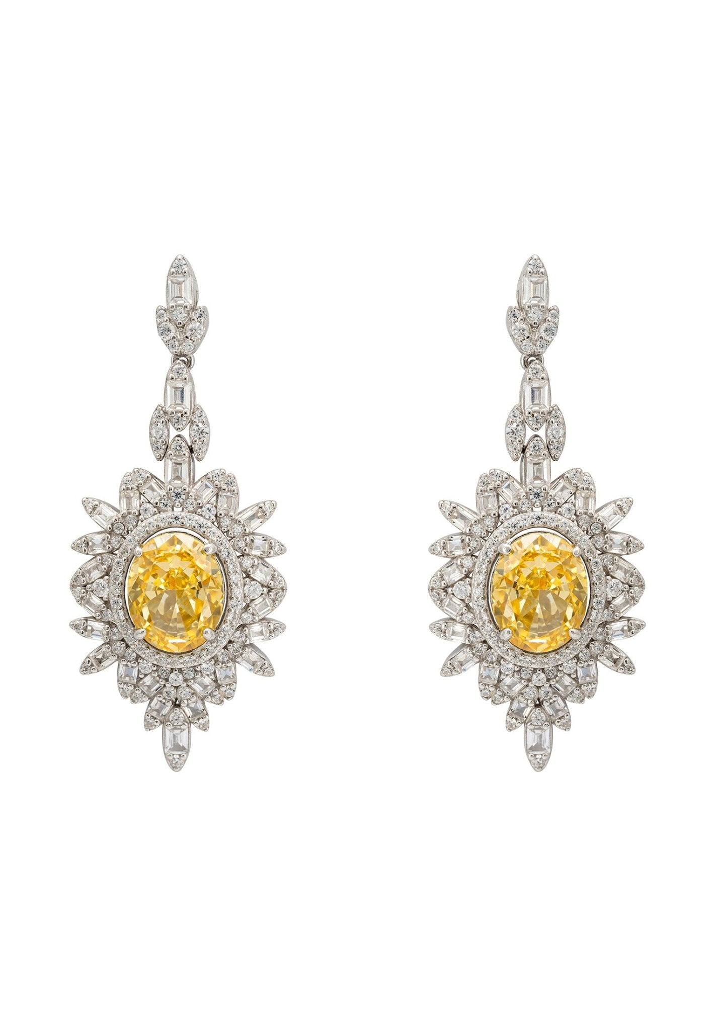 Arabesque Splendor Drop Earrings Yellow Topaz Silver - LATELITA Earrings