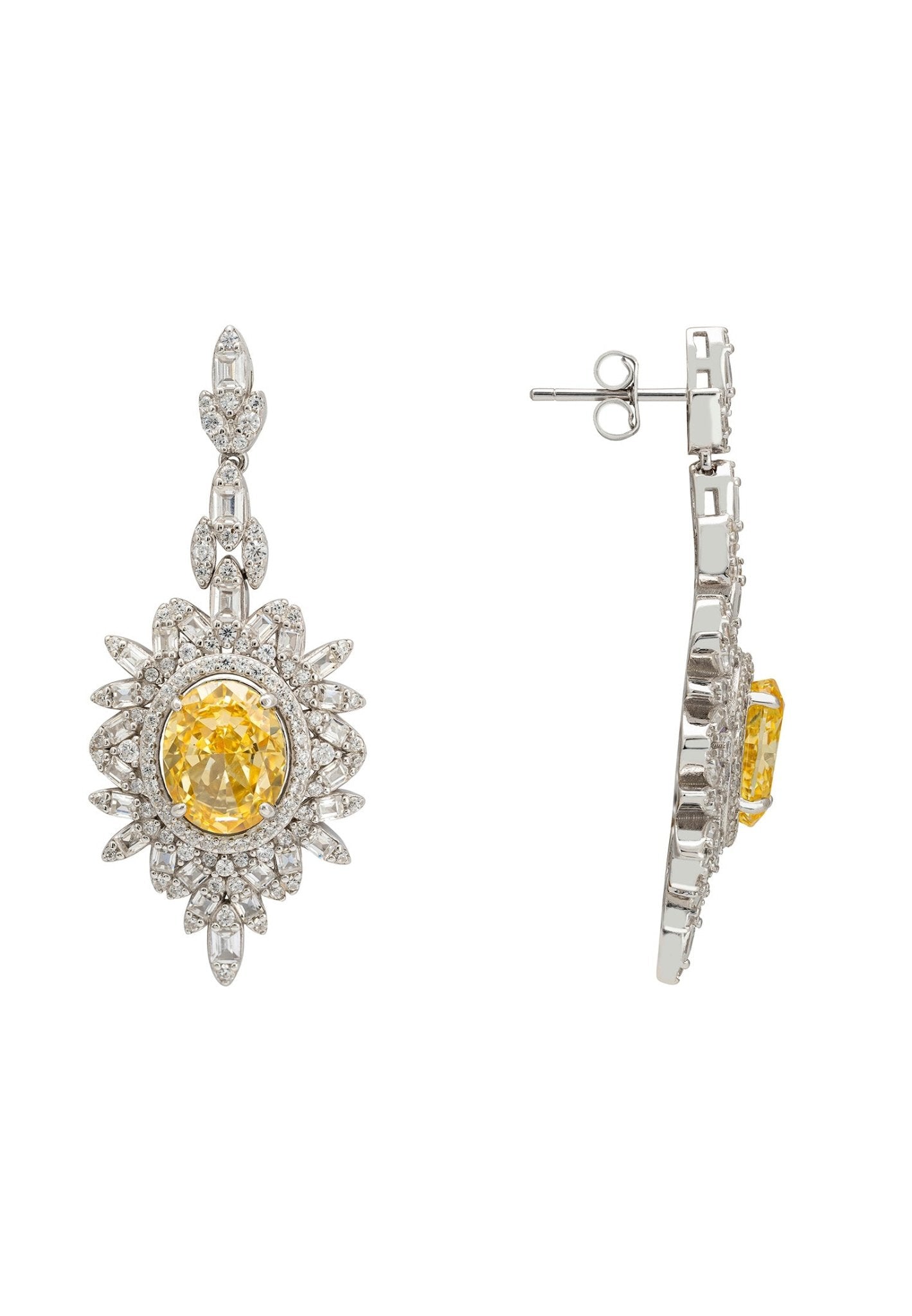 Arabesque Splendor Drop Earrings Yellow Topaz Silver - LATELITA Earrings