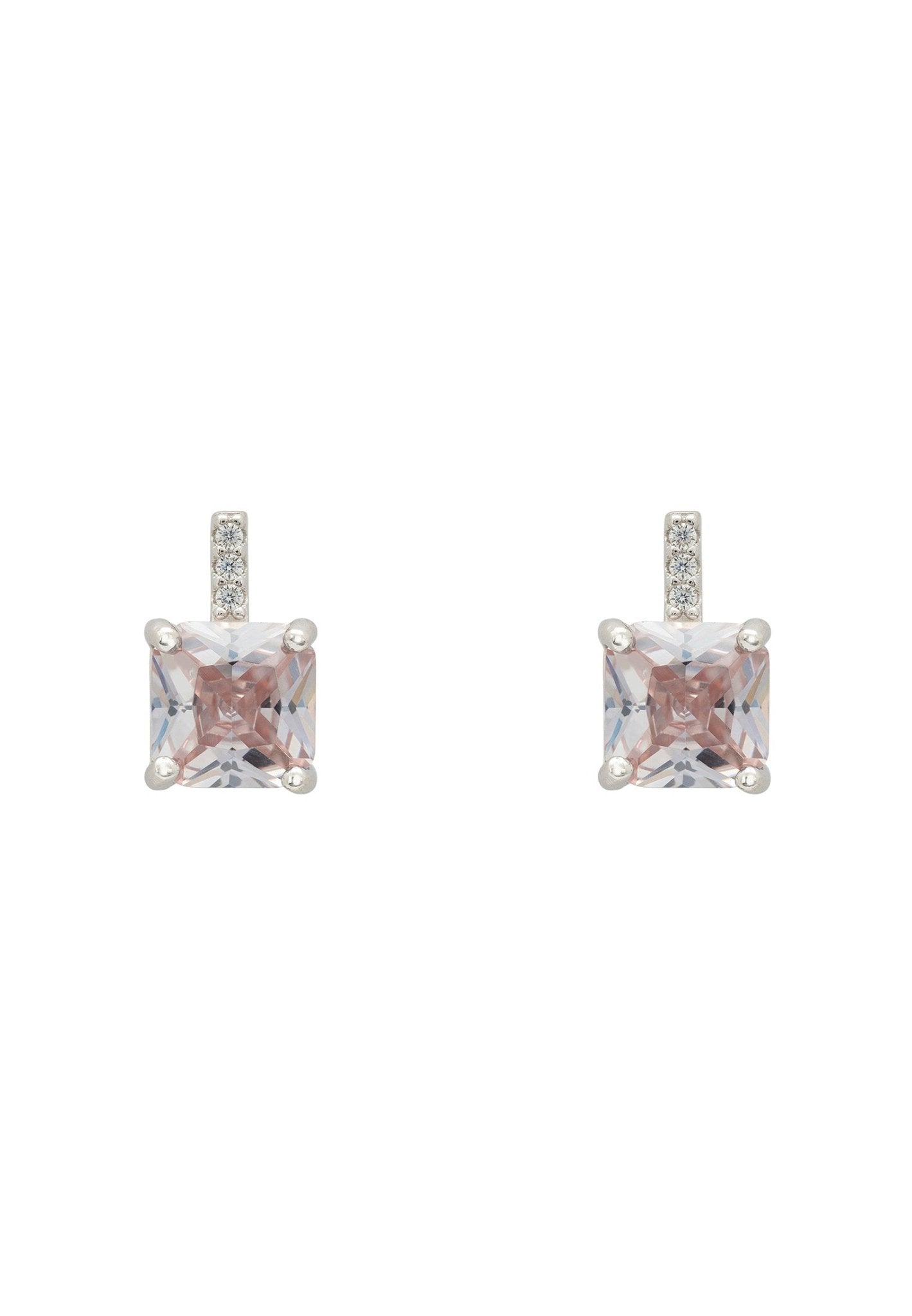 Aria Crystal Stud Earrings Clear Silver - LATELITA Earrings