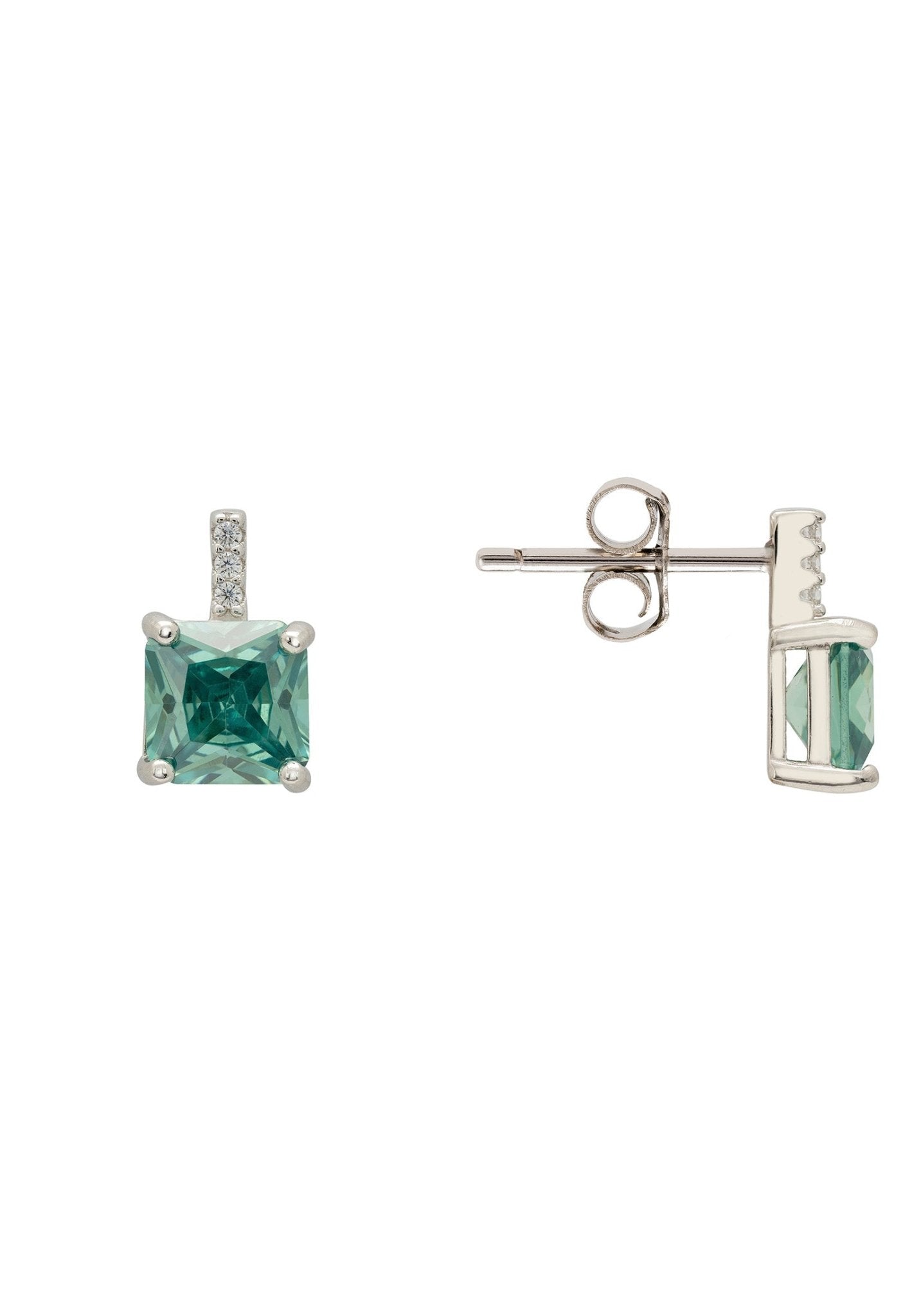 Aria Crystal Stud Earrings Jade Green Silver - LATELITA Earrings