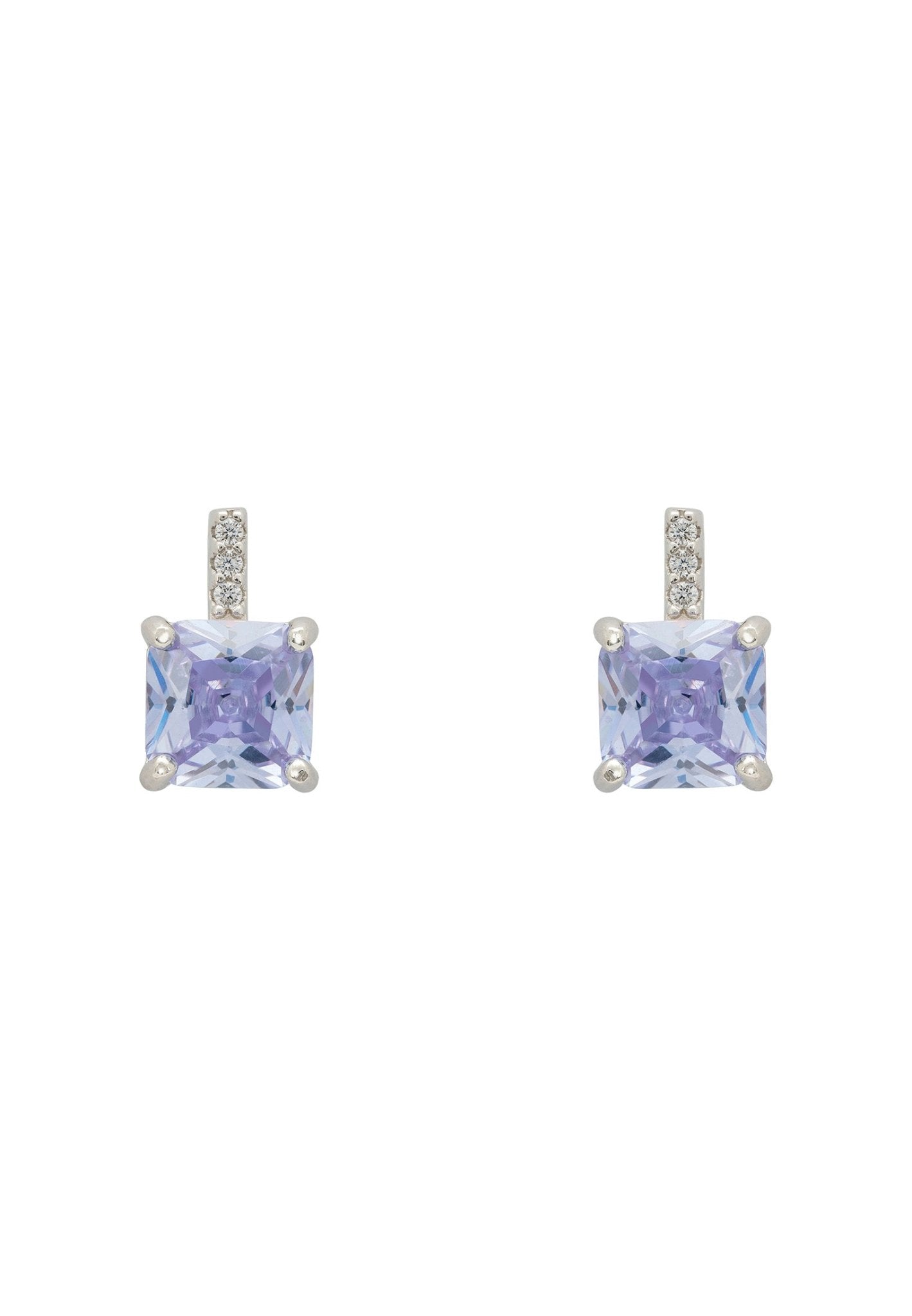 Aria Crystal Stud Earrings Lilac Amethyst Silver - LATELITA Earrings