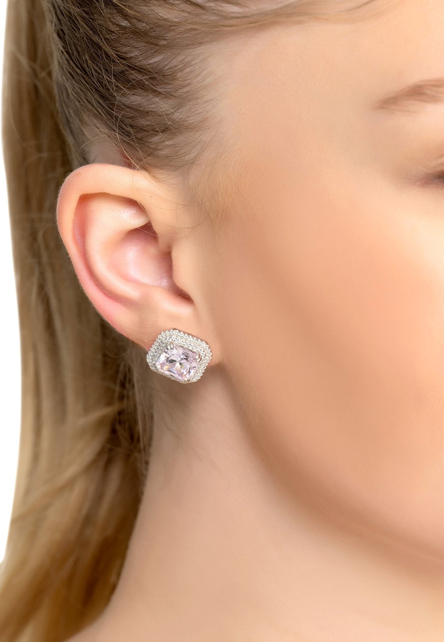 Arianna Morganite Stud Earrings Silver - LATELITA Earrings