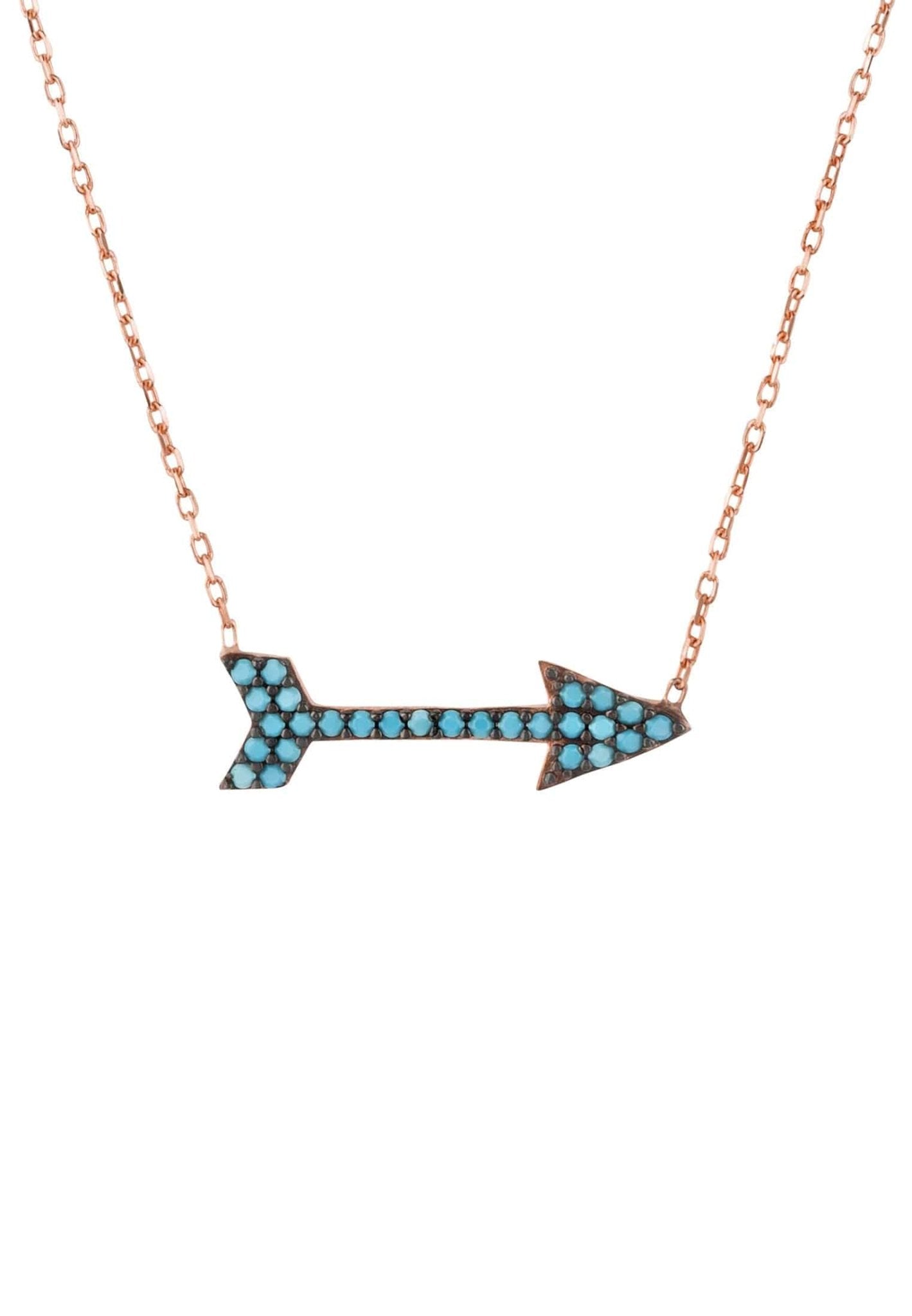 Arrow Necklace Blue Turquoise Gemstone Rosegold - LATELITA Necklaces