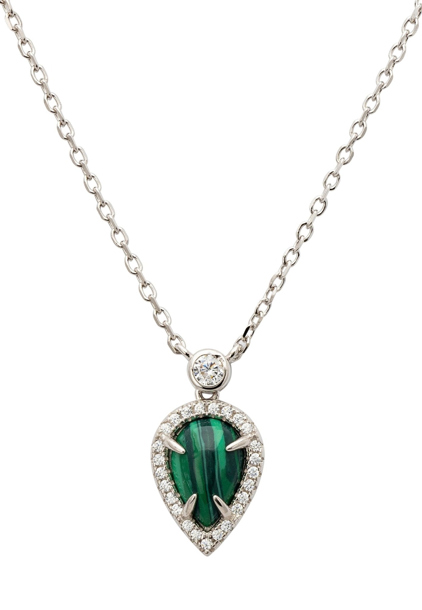 Arrowhead Malachite Gemstone Pendant Necklace Silver - LATELITA Necklaces