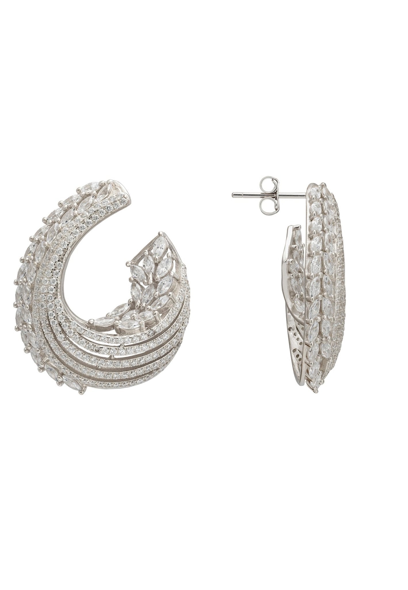 Artemis Sweeping Hoop Earrings Silver - LATELITA Earrings