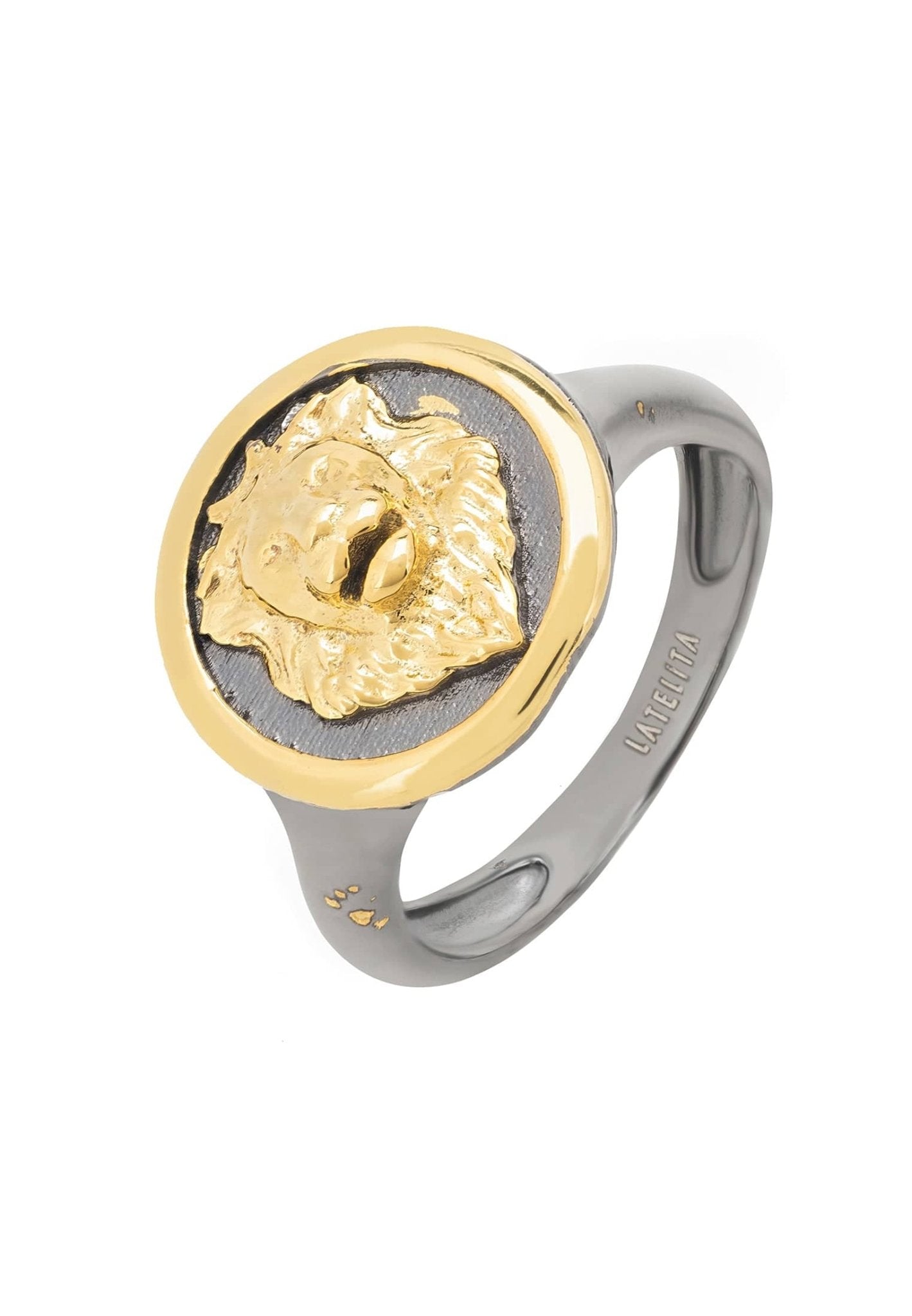 Aslan Lion Oxidised Ring Gold - LATELITA Rings