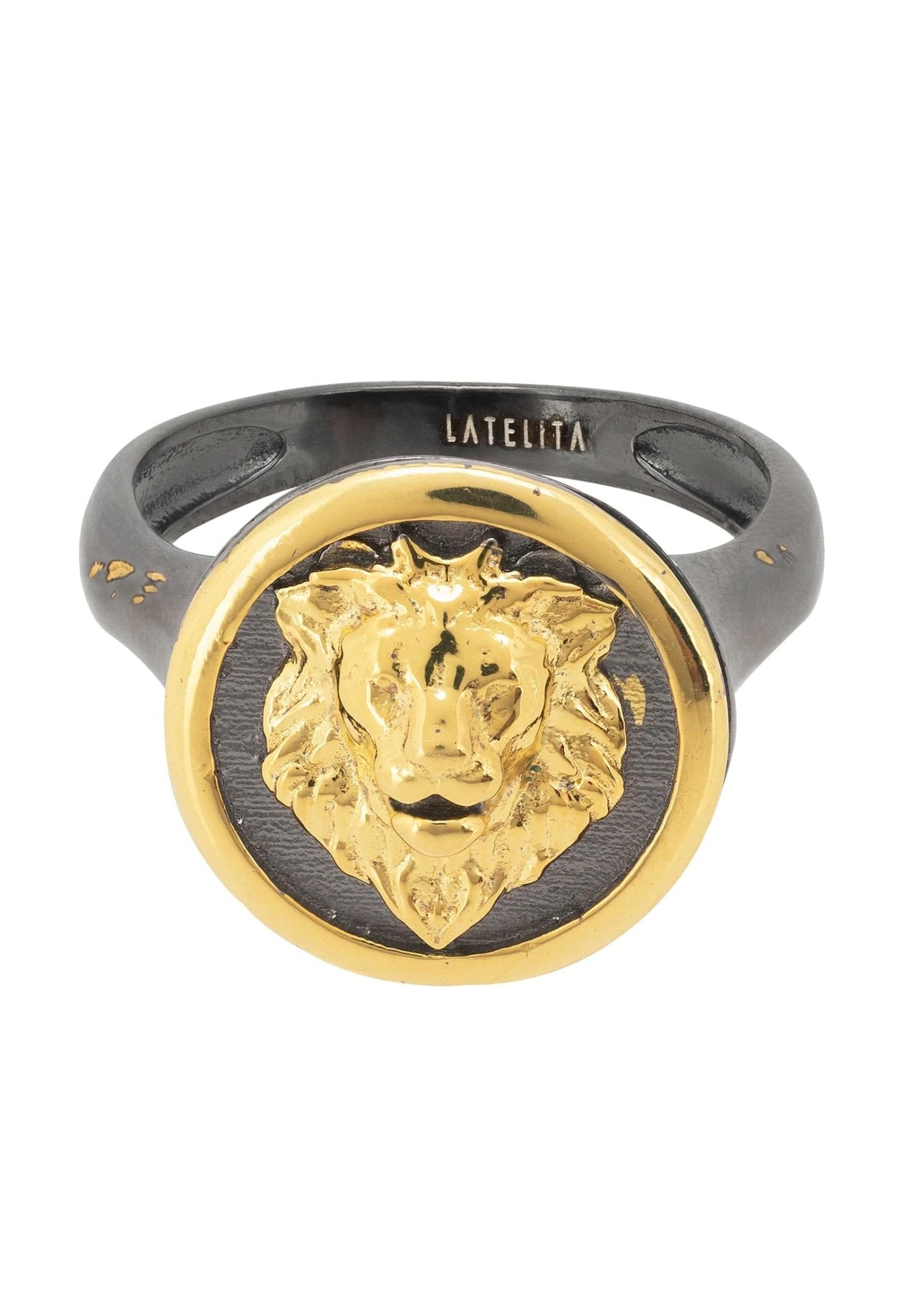 Aslan Lion Oxidised Ring Gold - LATELITA Rings