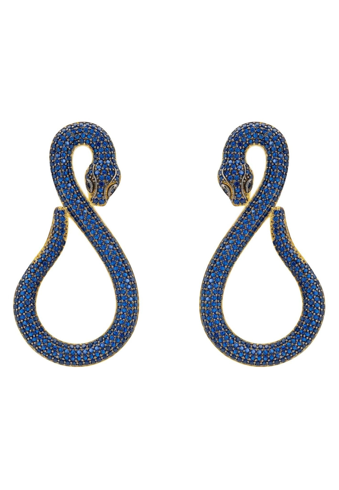 Asp Snake Drop Earrings Gold Sapphire - LATELITA Earrings