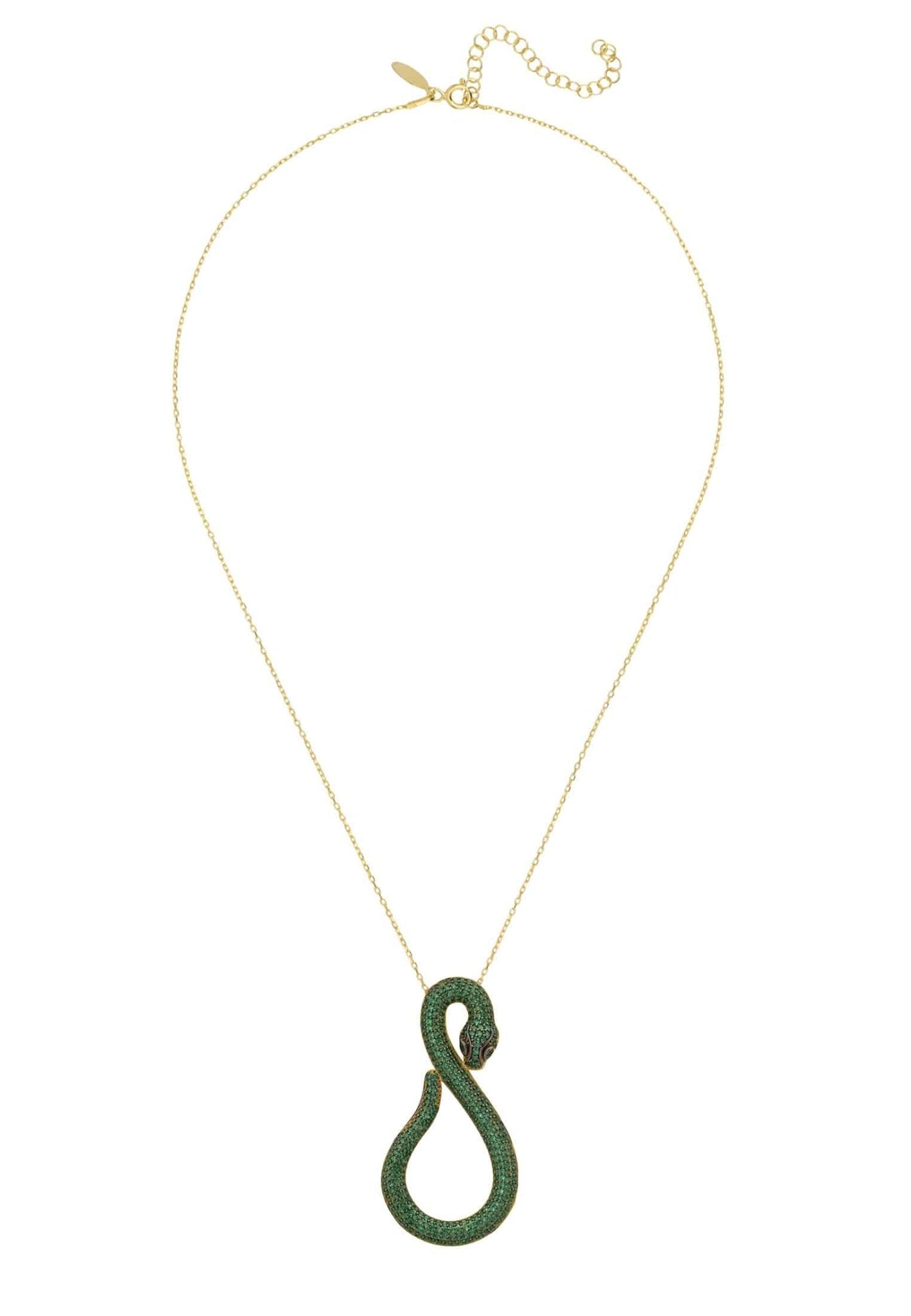 Asp Snake Pendant Necklace Gold Emerald - LATELITA Necklaces