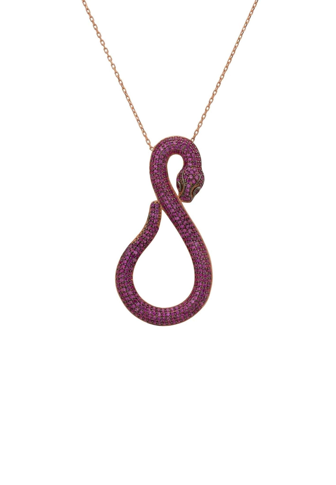 Asp Snake Pendant Necklace Rosegold Ruby - LATELITA Necklaces