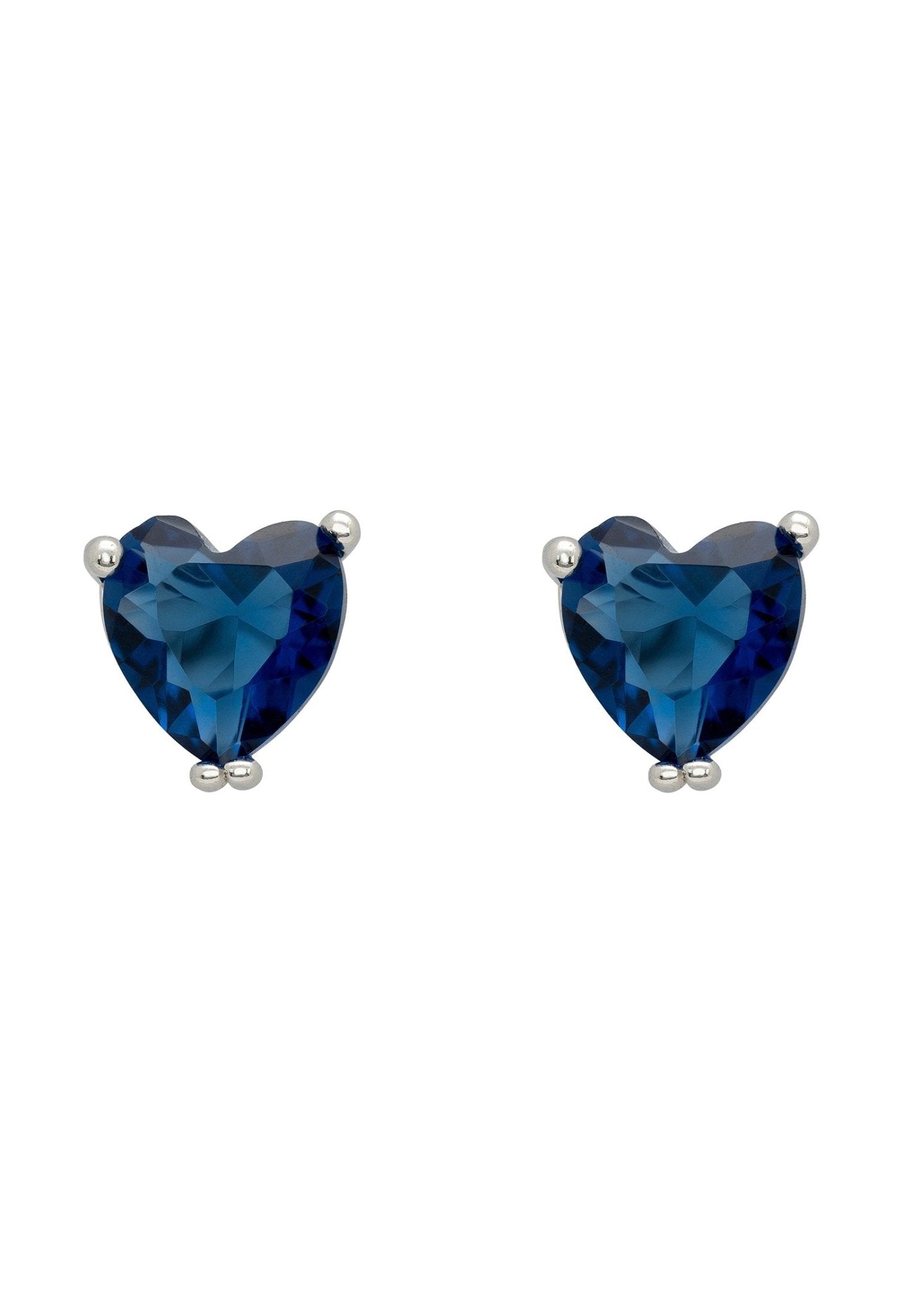Asscher Cut Heart Stud Earrings Silver Sapphire - LATELITA Earrings