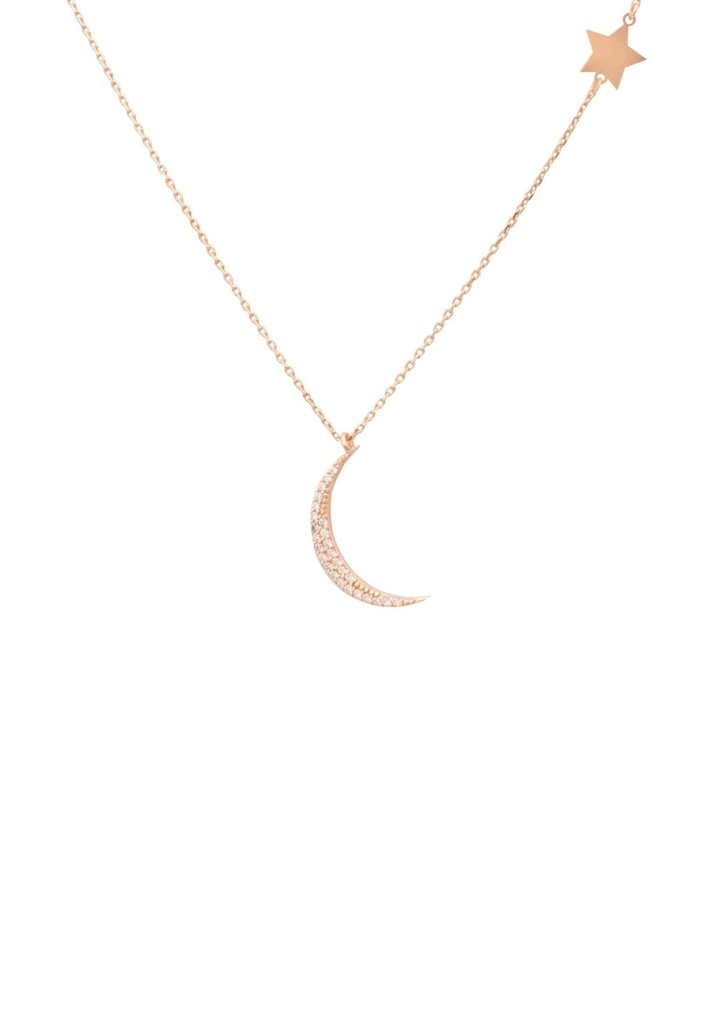 Astrid Moon Star Necklace Rosegold - LATELITA Necklaces
