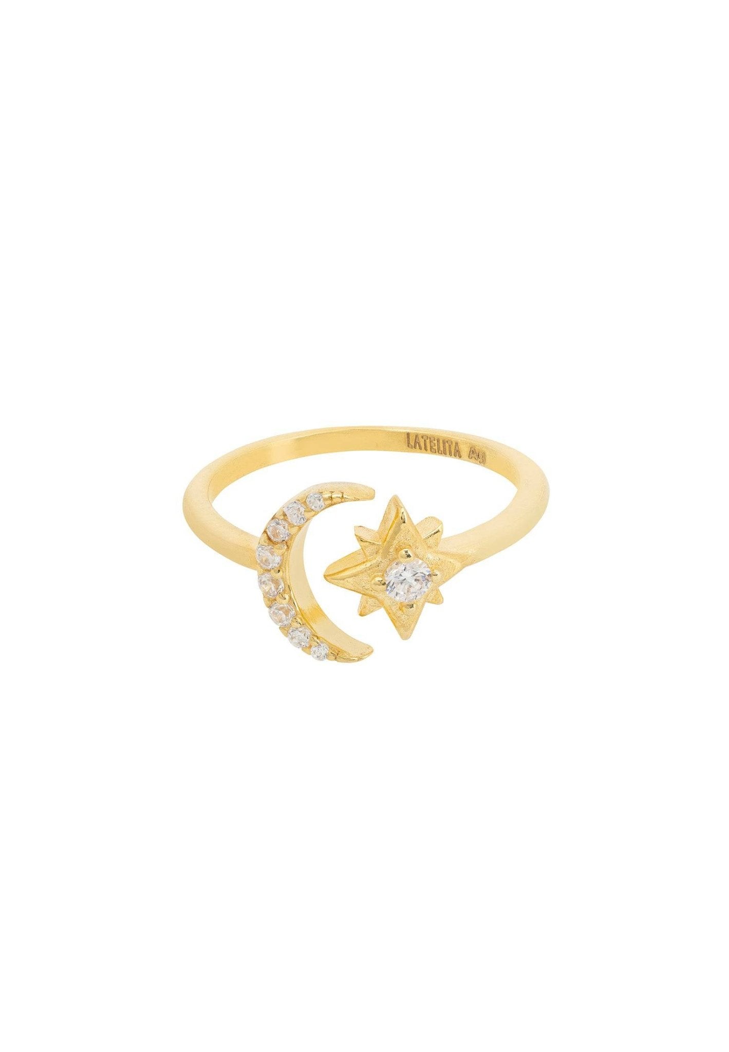 Astrid Moon & Star Ring Gold - LATELITA Rings