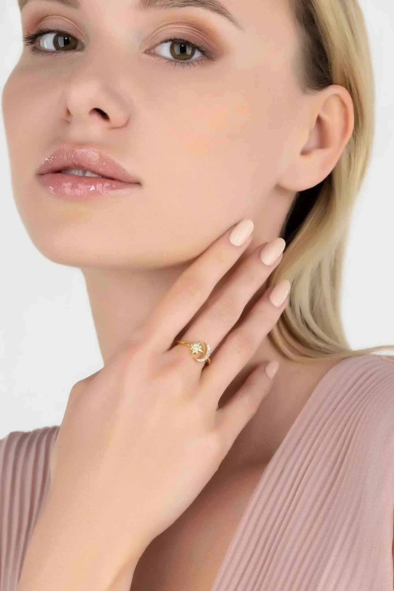 Astrid Moon & Star Ring Gold - LATELITA Rings
