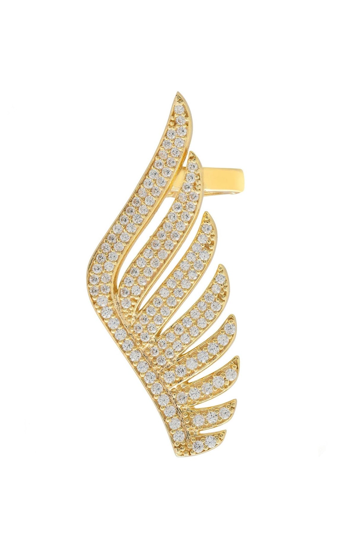 Athena Angel Wing Single Ear Climber Gold Left - LATELITA Earrings