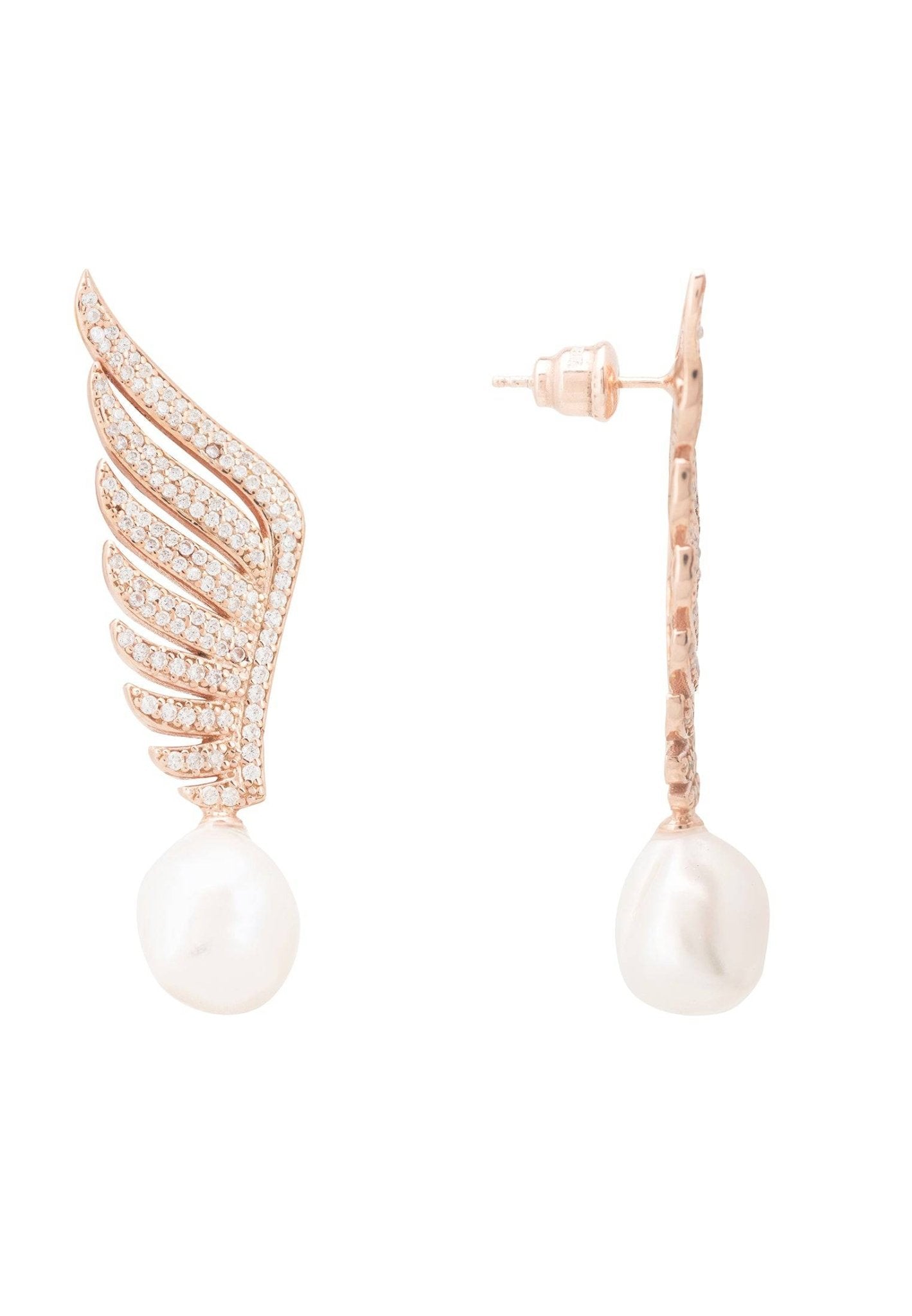 Athena Pearl Earrings Rosegold - LATELITA Earrings