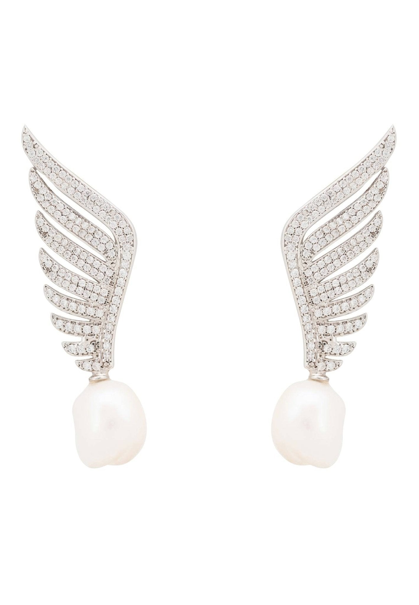 Athena Pearl Earrings Silver - LATELITA Earrings