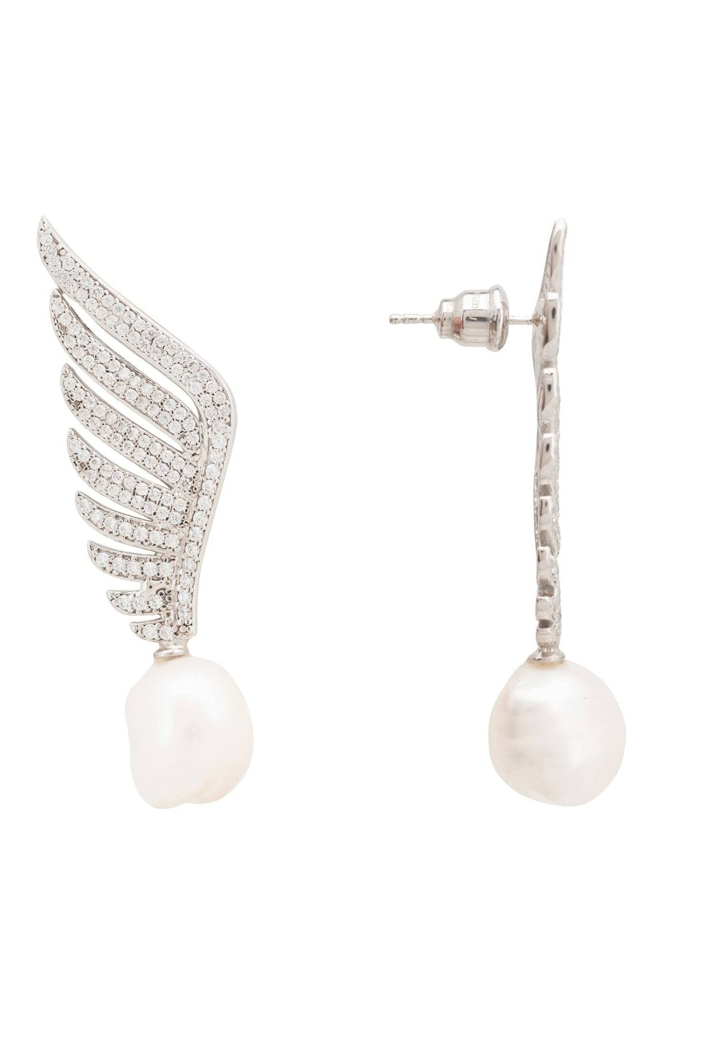 Athena Pearl Earrings Silver - LATELITA Earrings
