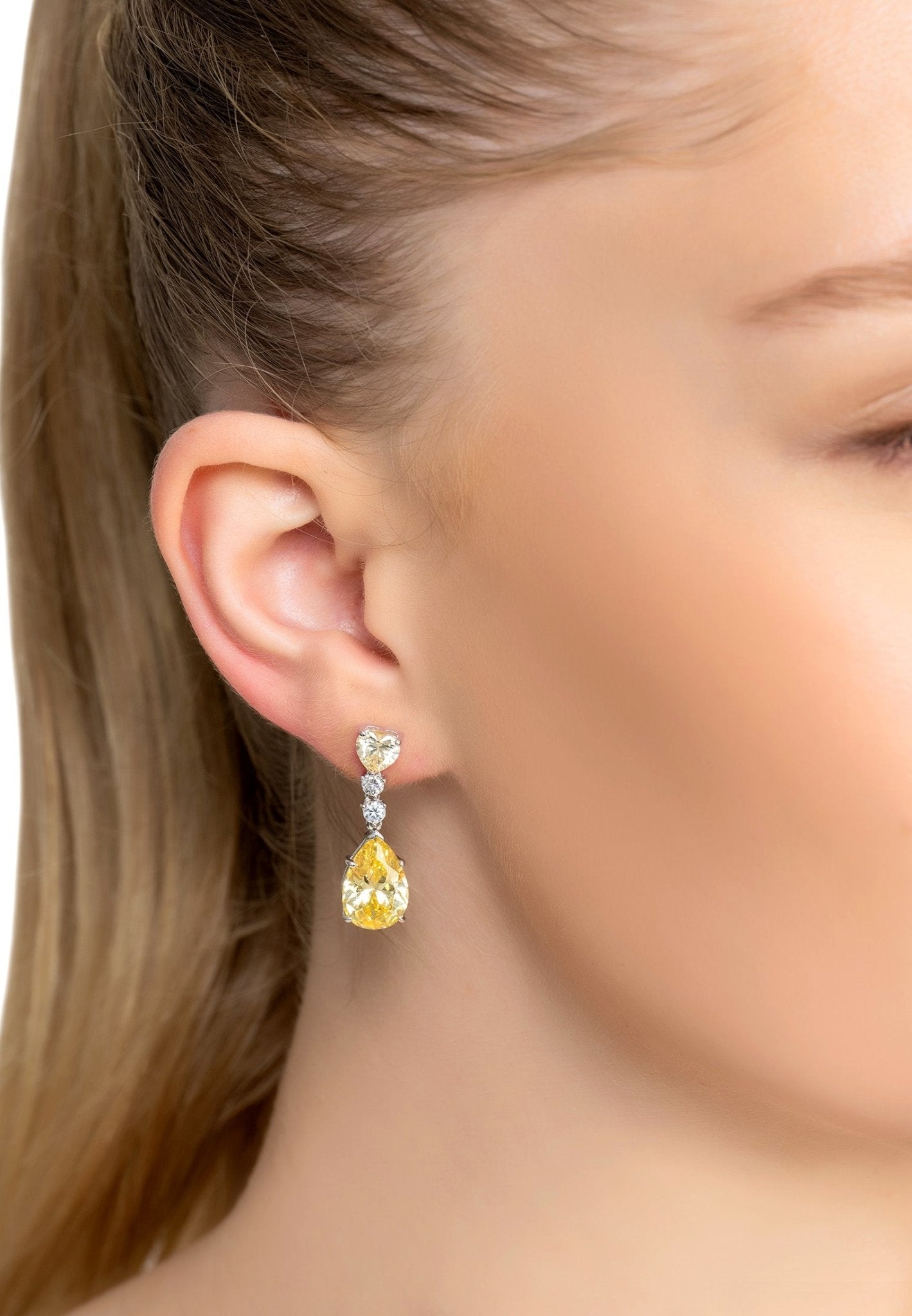 Augusta Lemon Topaz Teardrop Earrings Silver - LATELITA Earrings