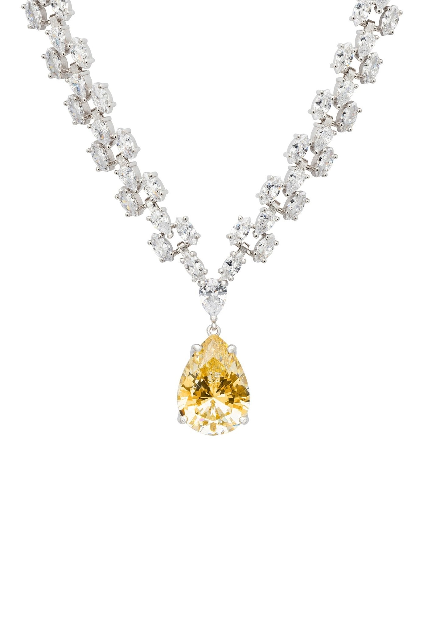 Augusta Yellow Topaz Gemstone Statement Necklace Silver - LATELITA Necklaces