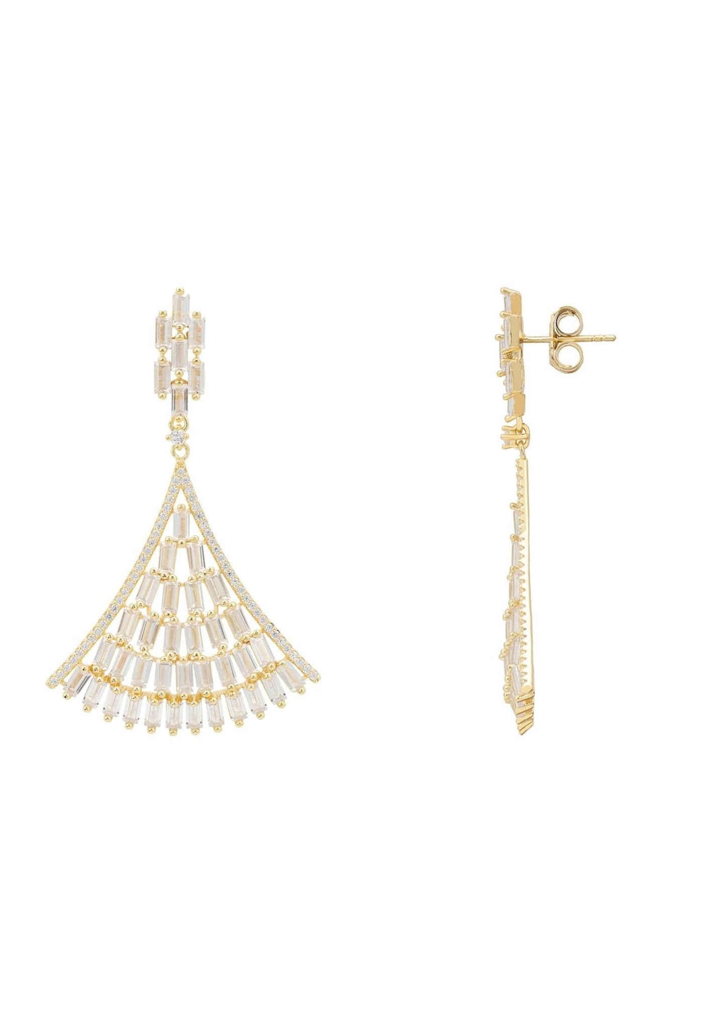 Baguette Fan Tail Earrings Gold - LATELITA Earrings
