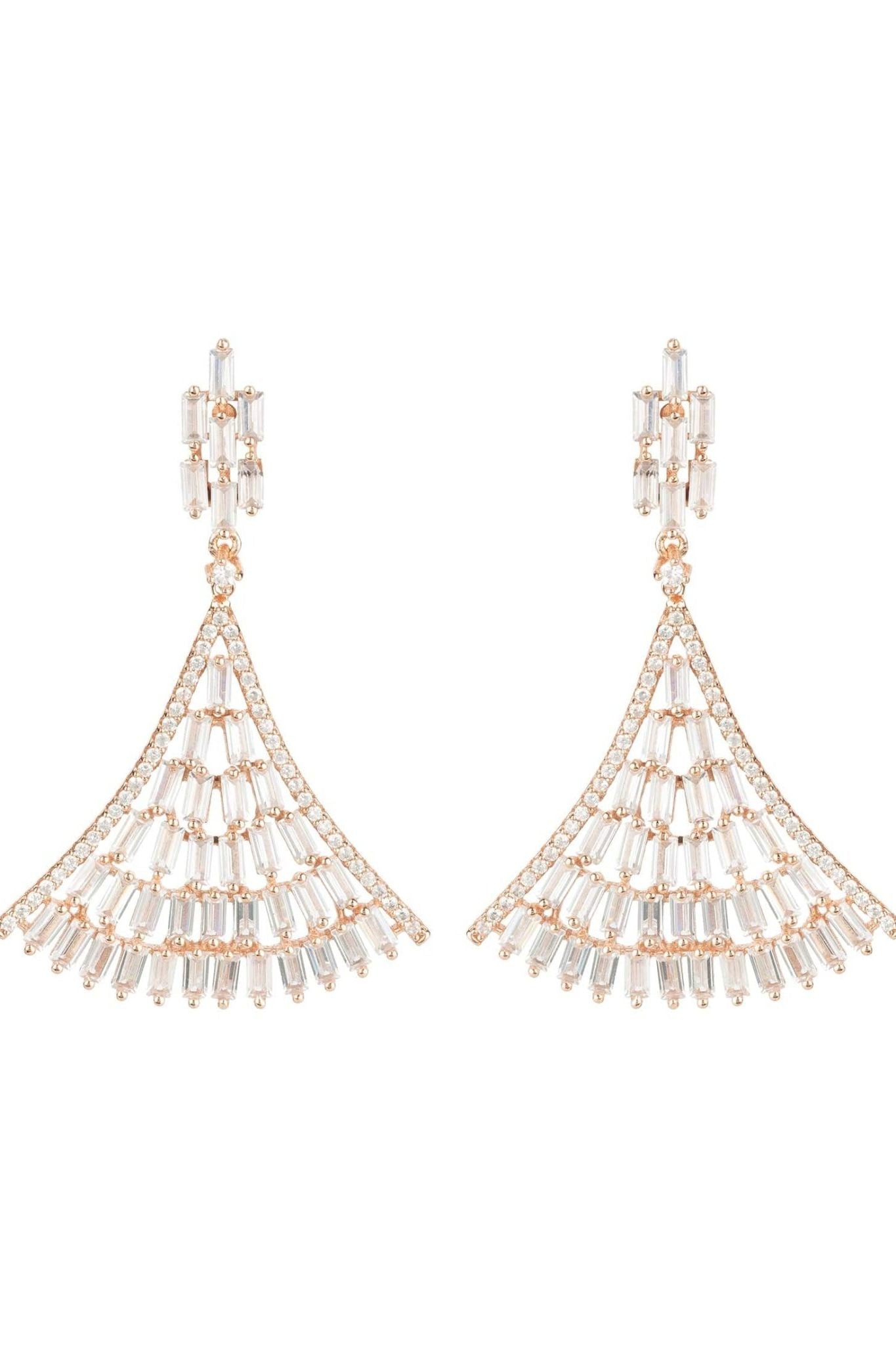 Baguette Fan Tail Earrings Rose Gold - LATELITA Earrings