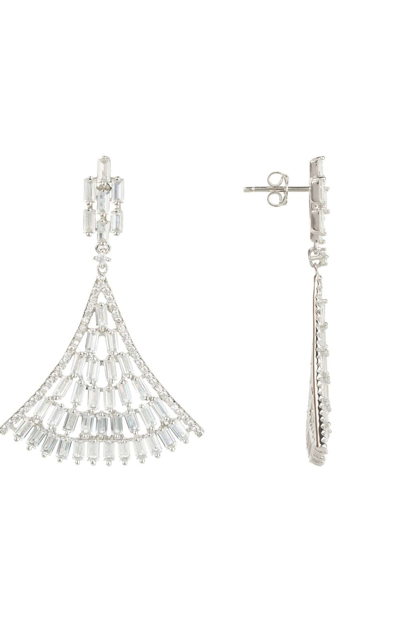 Baguette Fan Tail Earrings Silver - LATELITA Earrings