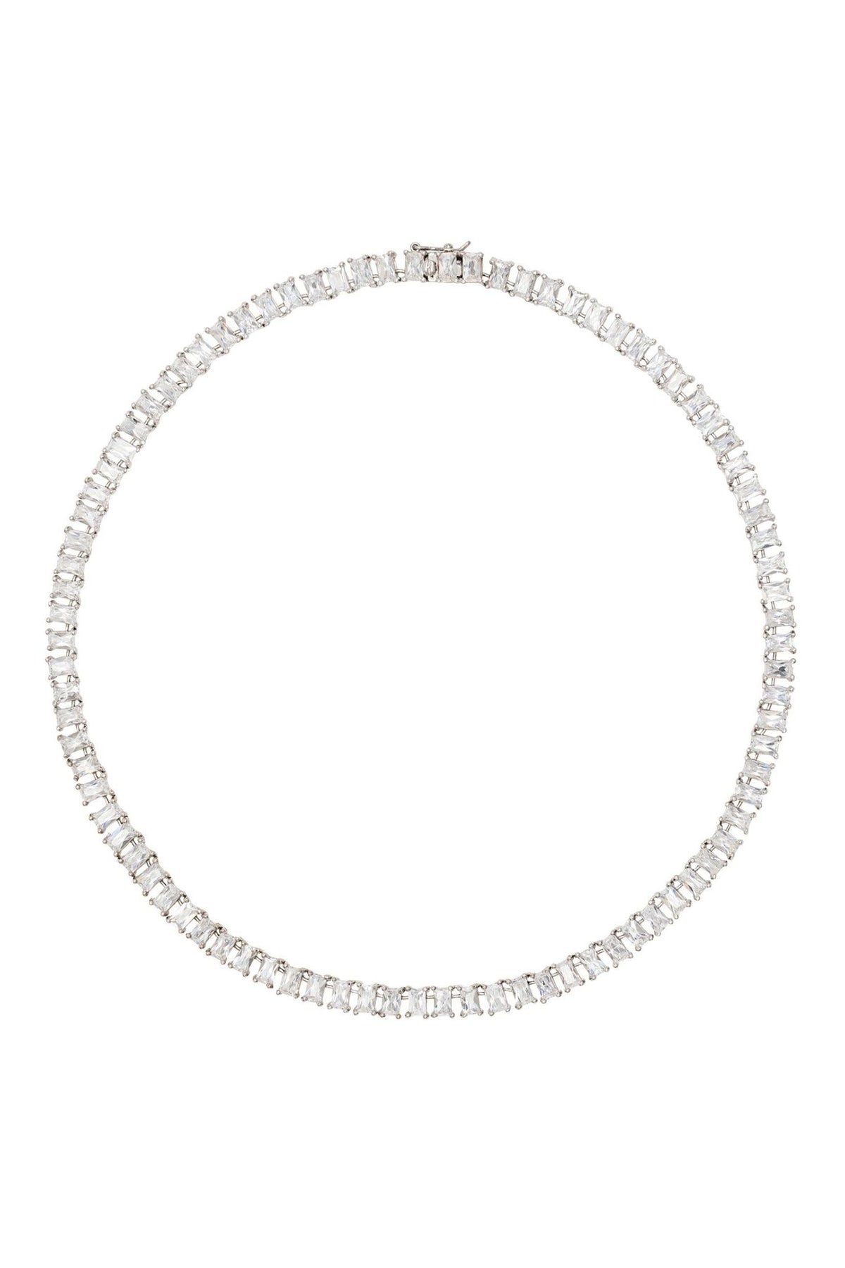 Baguette Tennis Necklace Silver - LATELITA Necklaces