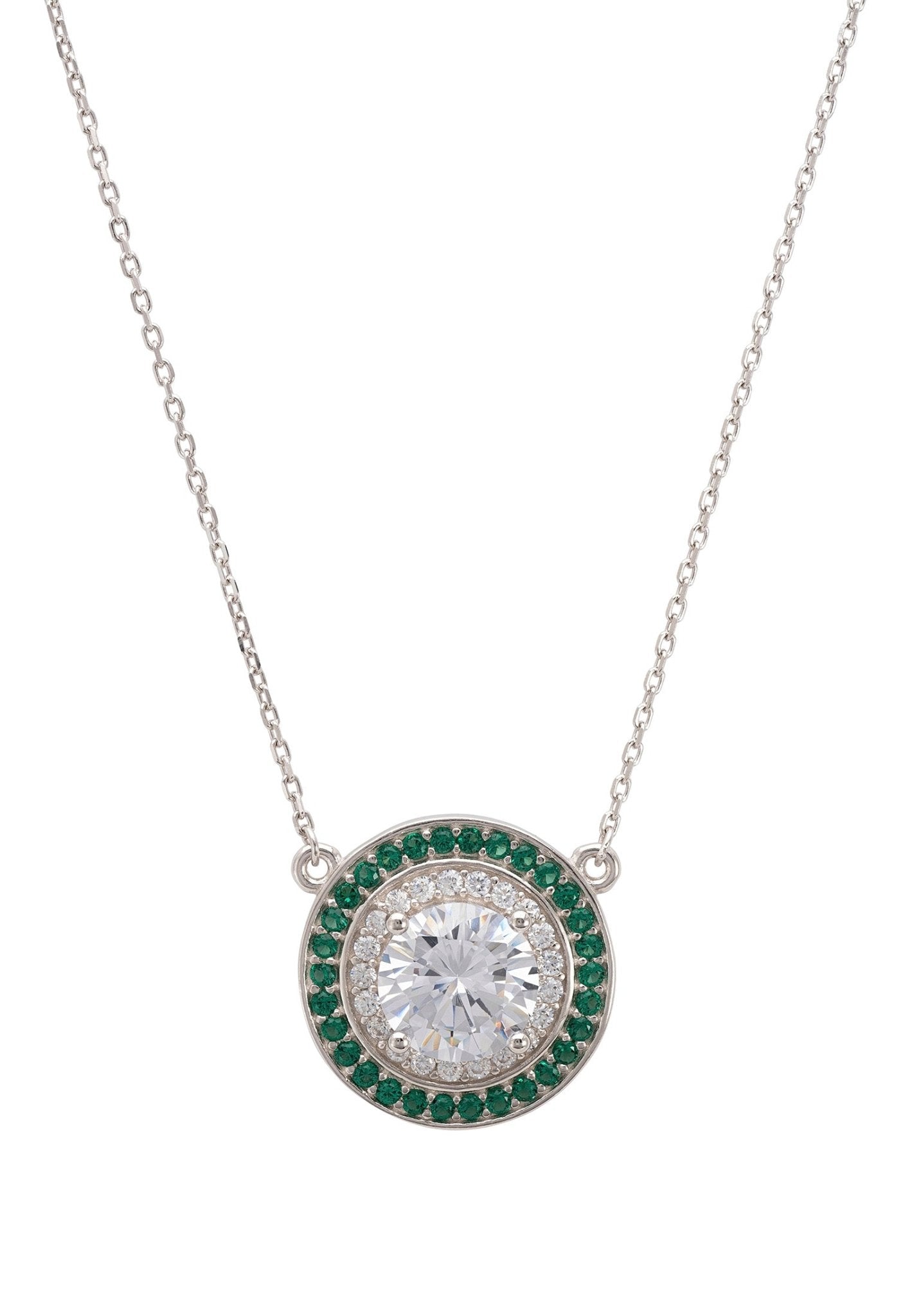 Balmoral Pendant Necklace Emerald Green Cz Silver - LATELITA