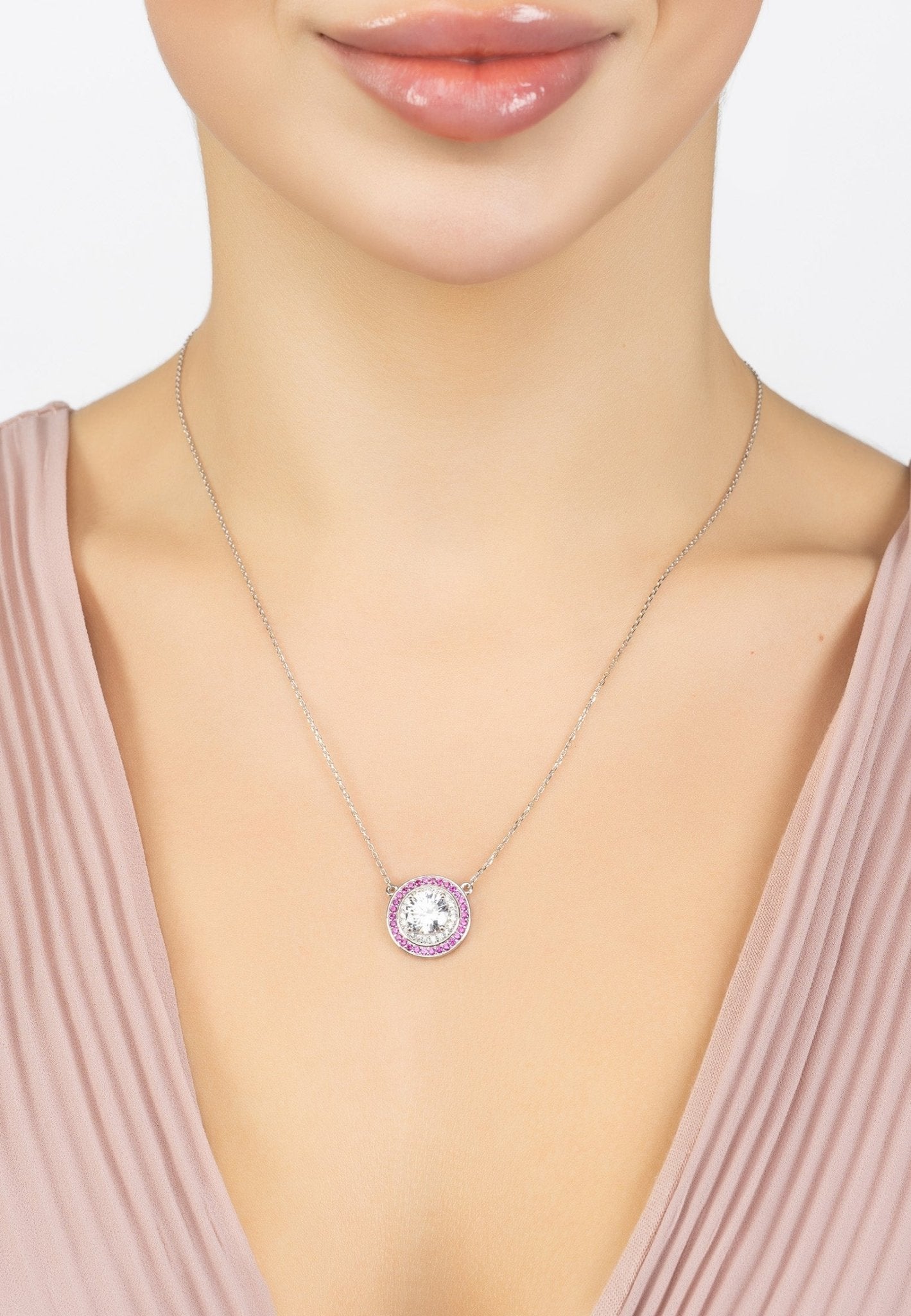 Balmoral Pendant Necklace Ruby Cz Silver - LATELITA Necklaces