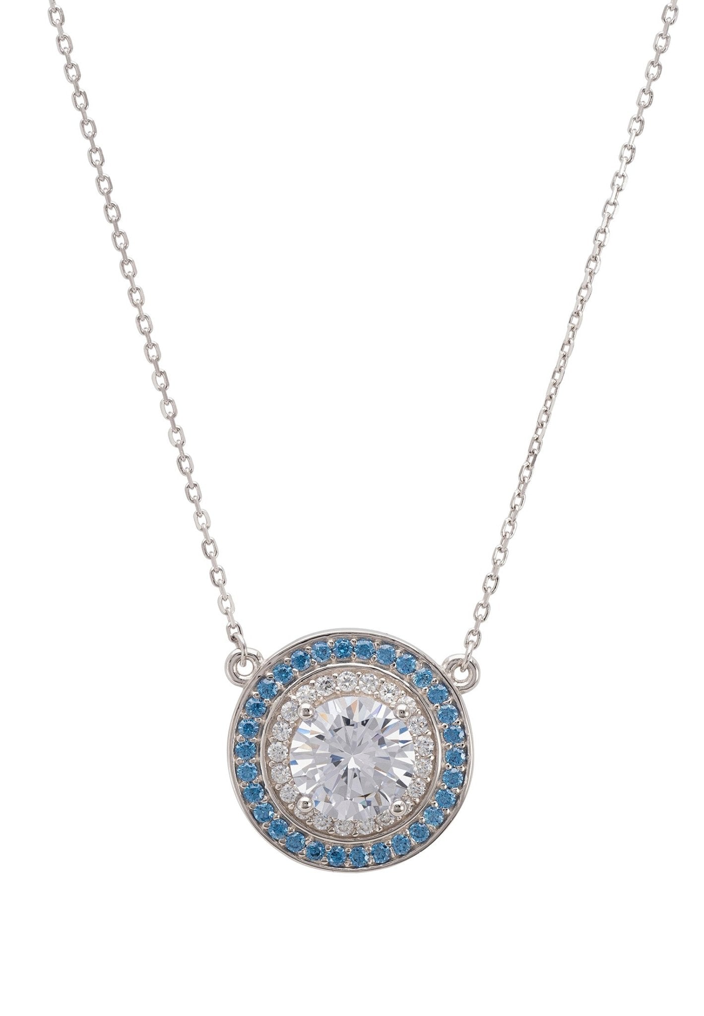 Balmoral Pendant Necklace Topaz Blue Cz Silver - LATELITA Necklaces
