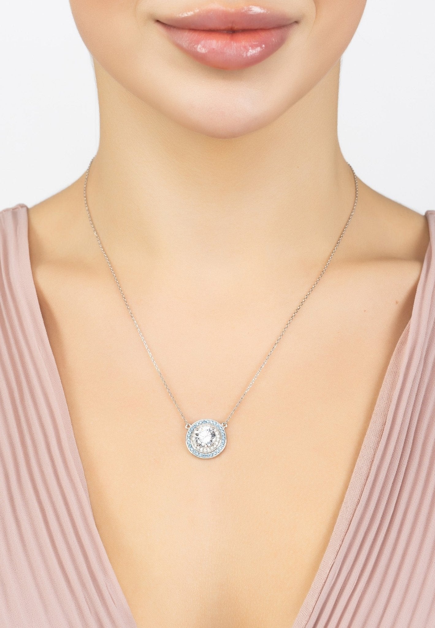 Balmoral Pendant Necklace Topaz Blue Cz Silver - LATELITA Necklaces