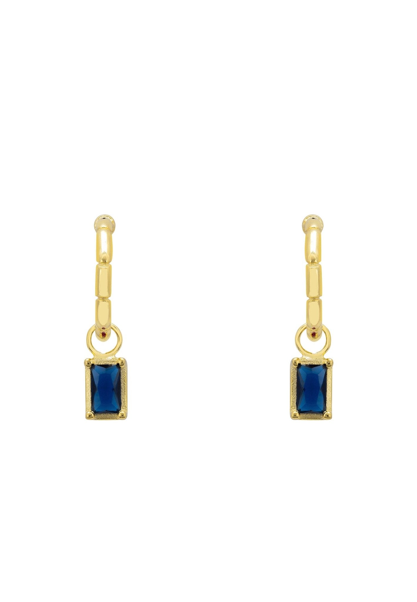 Bamboo Hoop with Sapphire Earrings Gold - LATELITA Earrings
