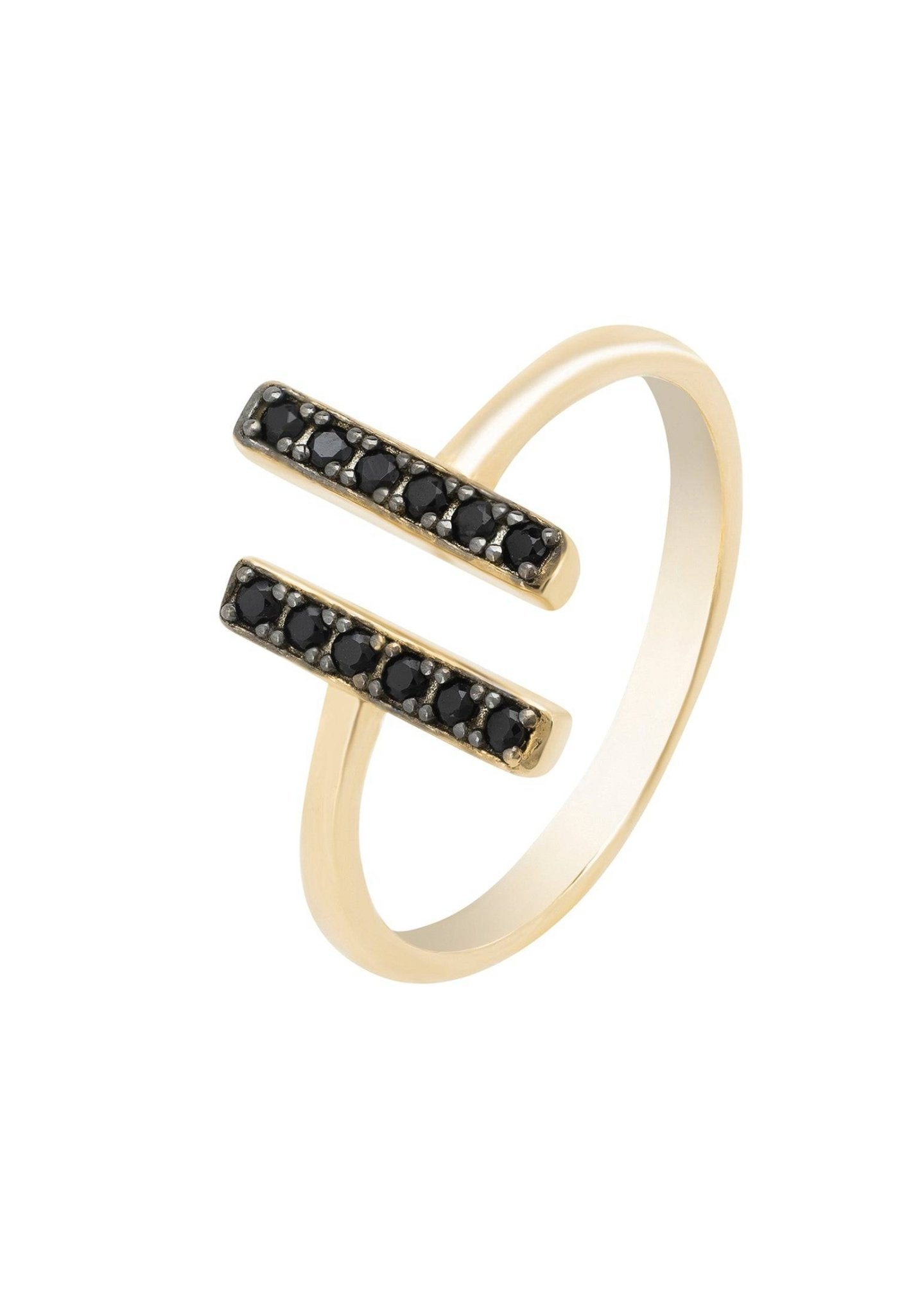 Bar Midi Ring Black Gold - LATELITA Rings