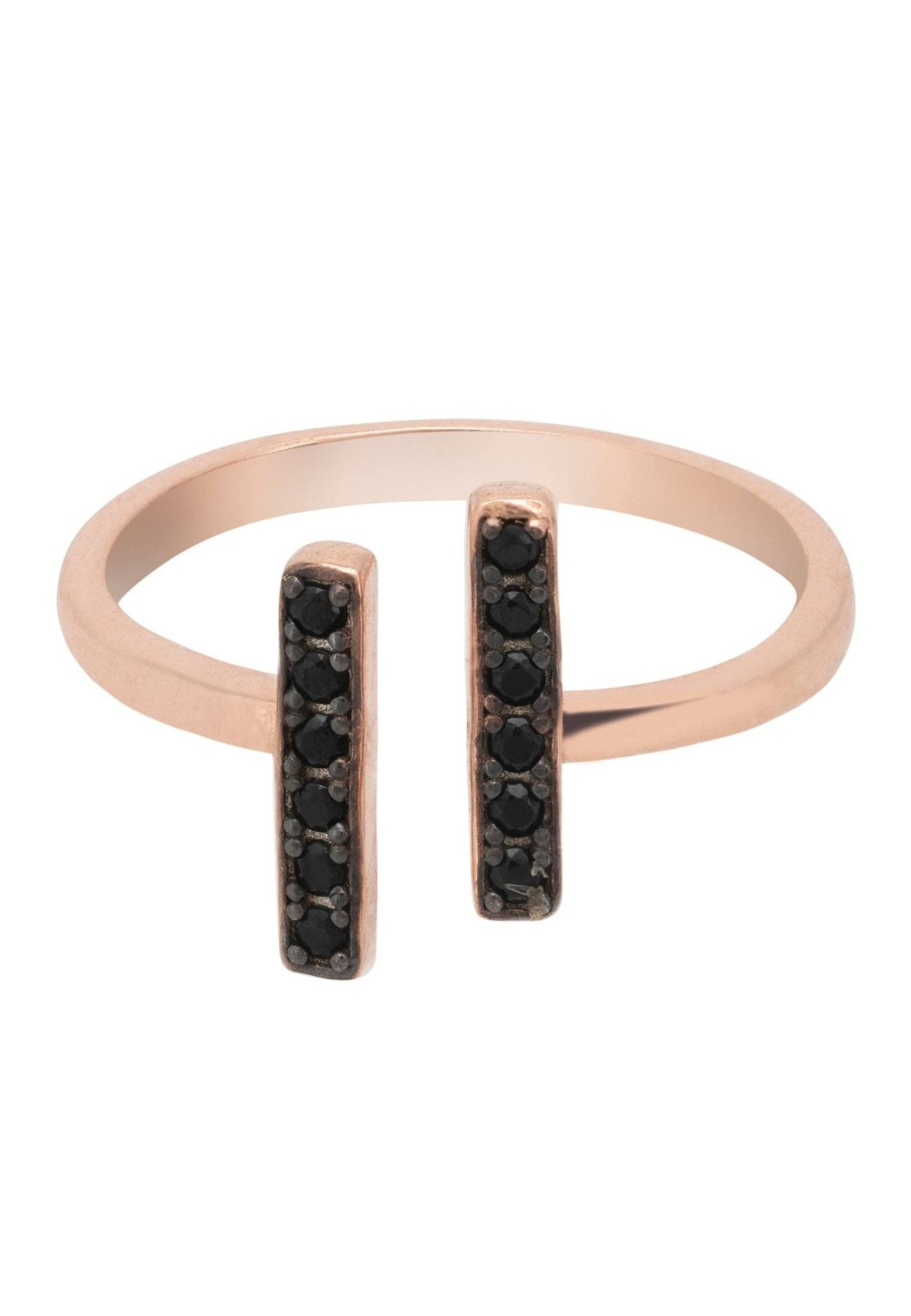 Bar Midi Ring Black Rosegold - LATELITA Rings