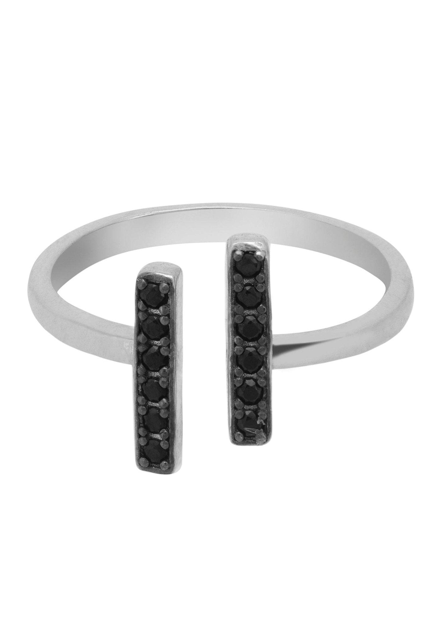 Bar Midi Ring Black Silver - LATELITA Rings