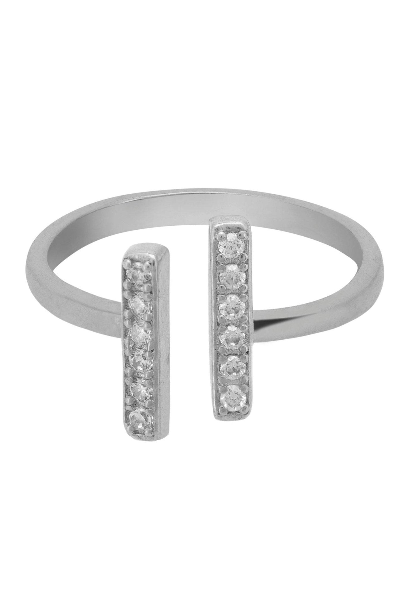 Bar Midi Ring White Silver - LATELITA Rings