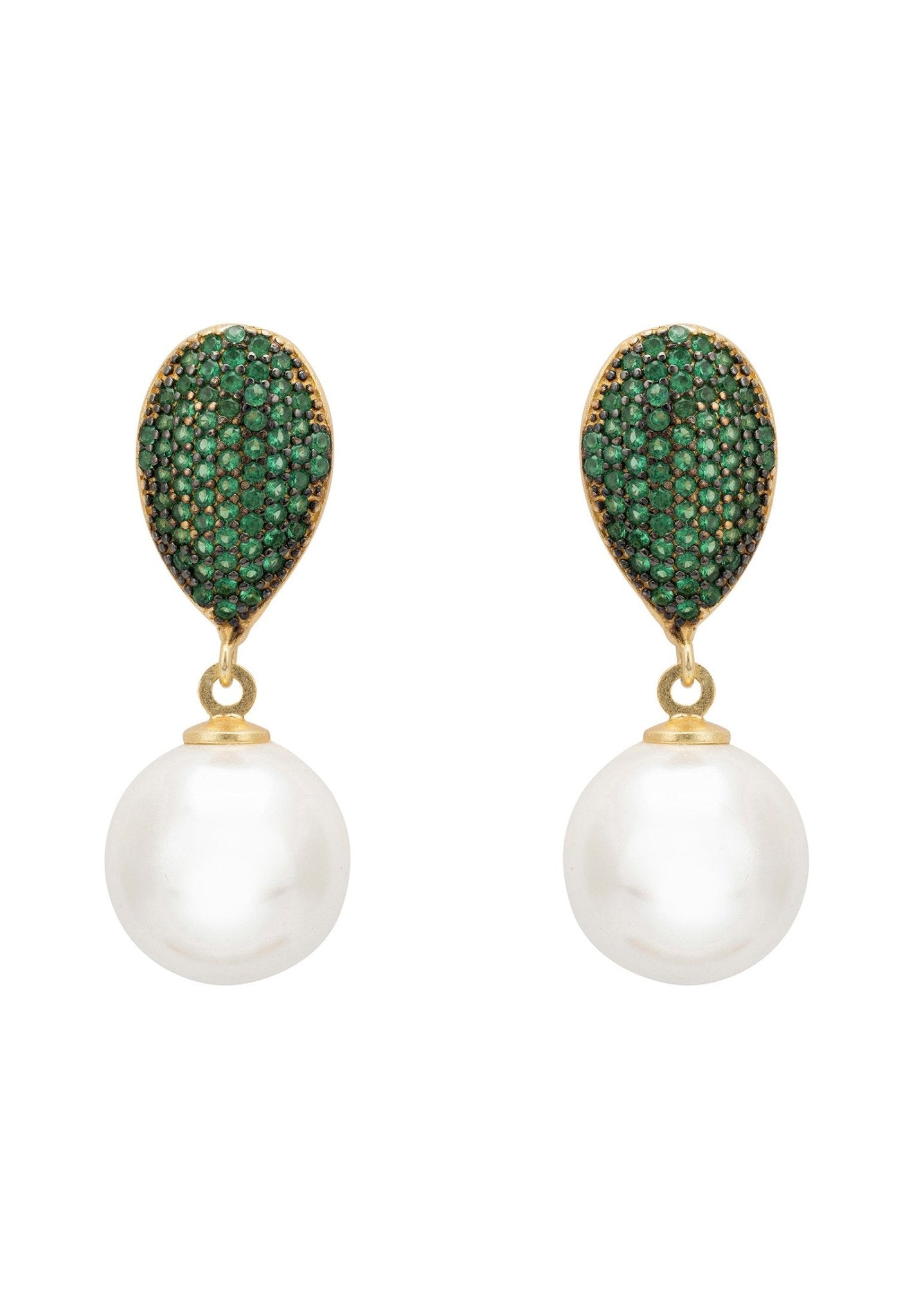Baroque Pearl Classic Drop Earrings Emerald Green - LATELITA Earrings