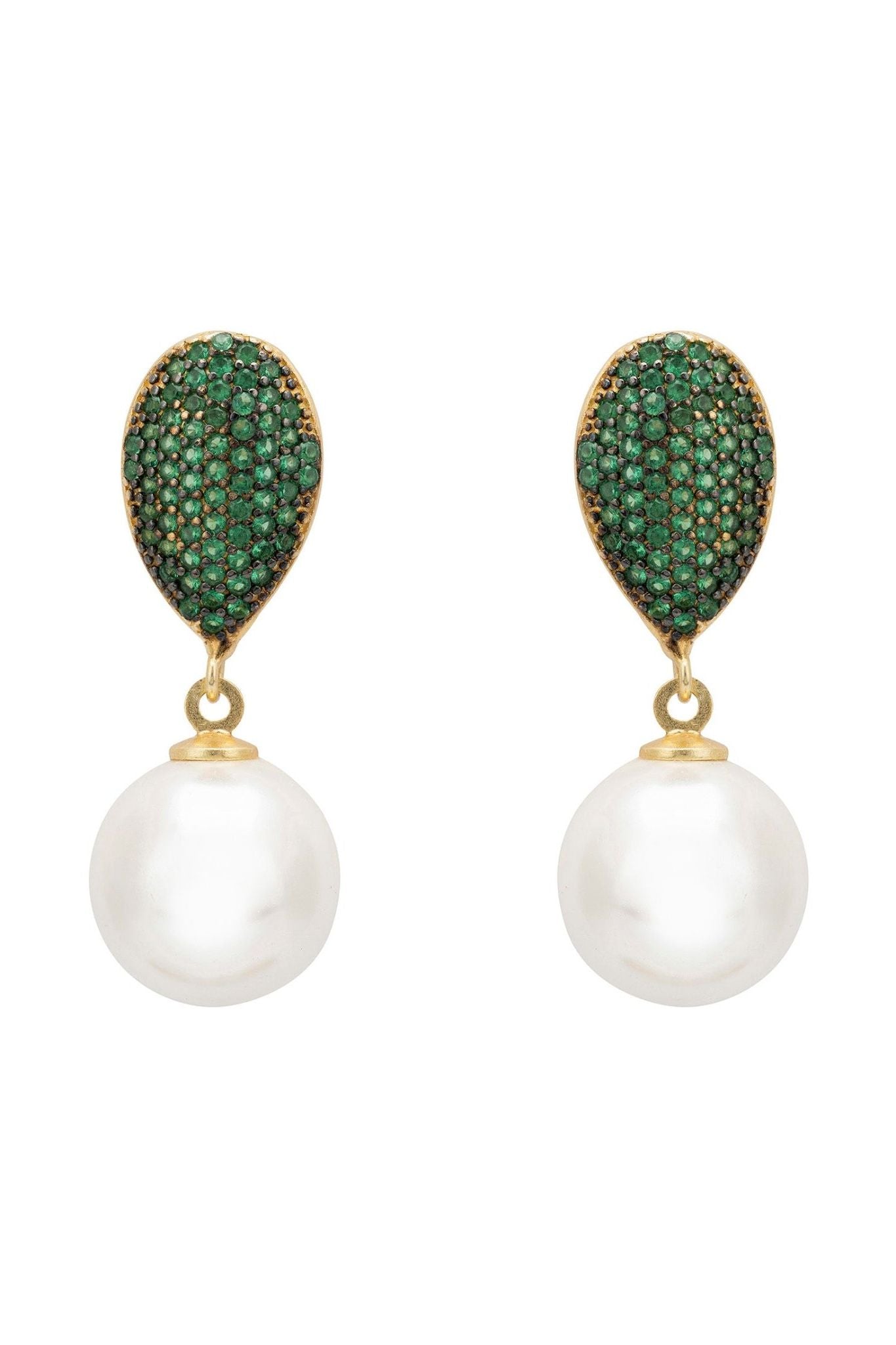 Baroque Pearl Classic Drop Earrings Emerald Green - LATELITA Earrings