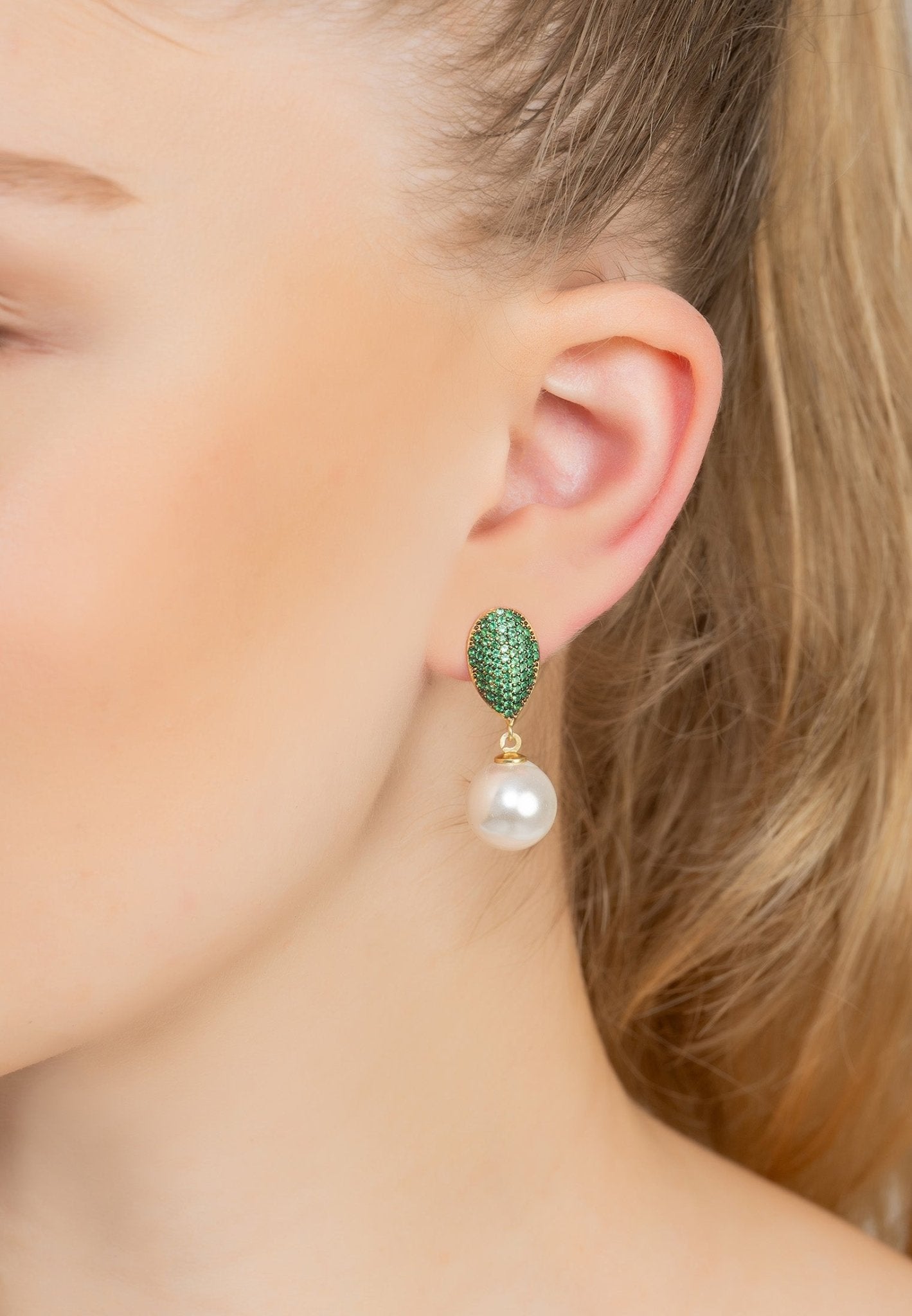 Baroque Pearl Classic Drop Earrings Emerald Green - LATELITA Earrings