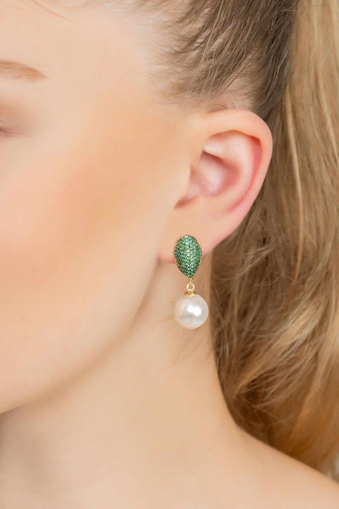 Baroque Pearl Classic Drop Earrings Emerald Green - LATELITA Earrings