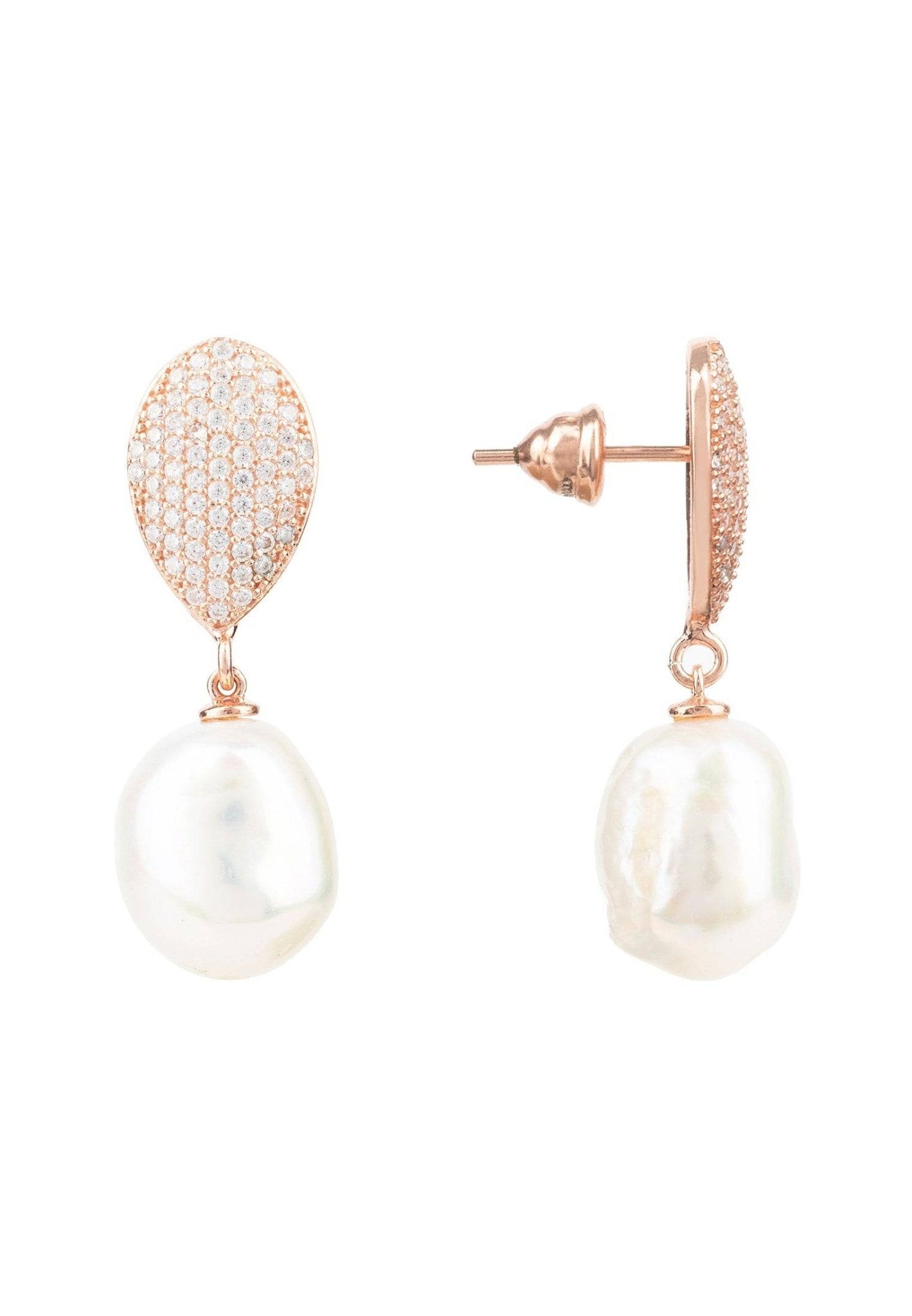 Baroque Pearl Classic Drop Earrings Rosegold - LATELITA Earrings